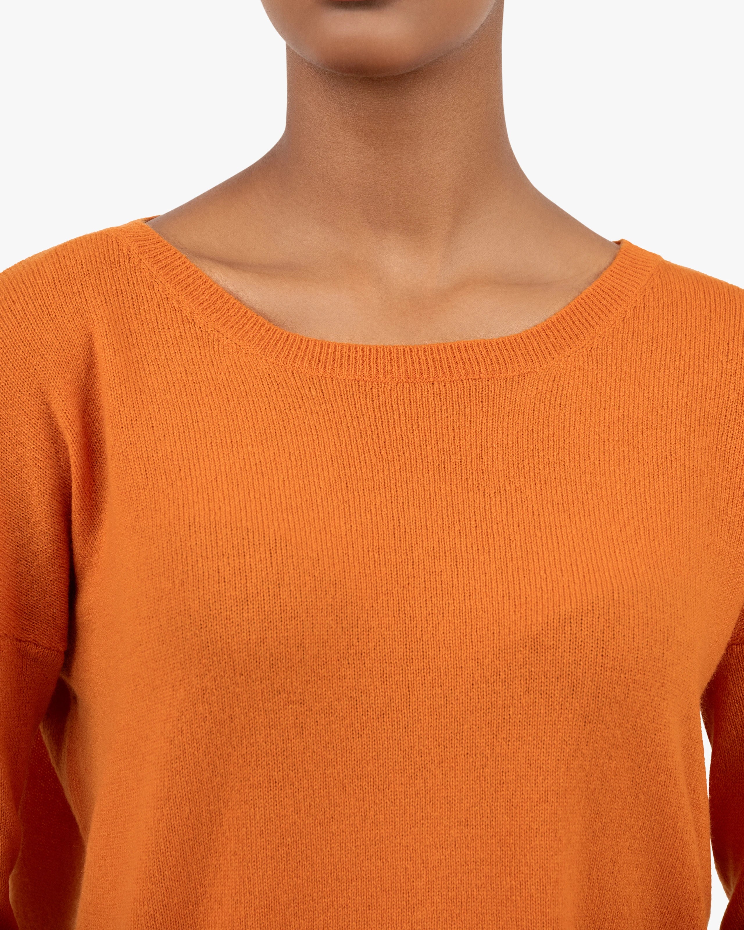 Lightness Crew Neck Sweater - Orange Cashmere
