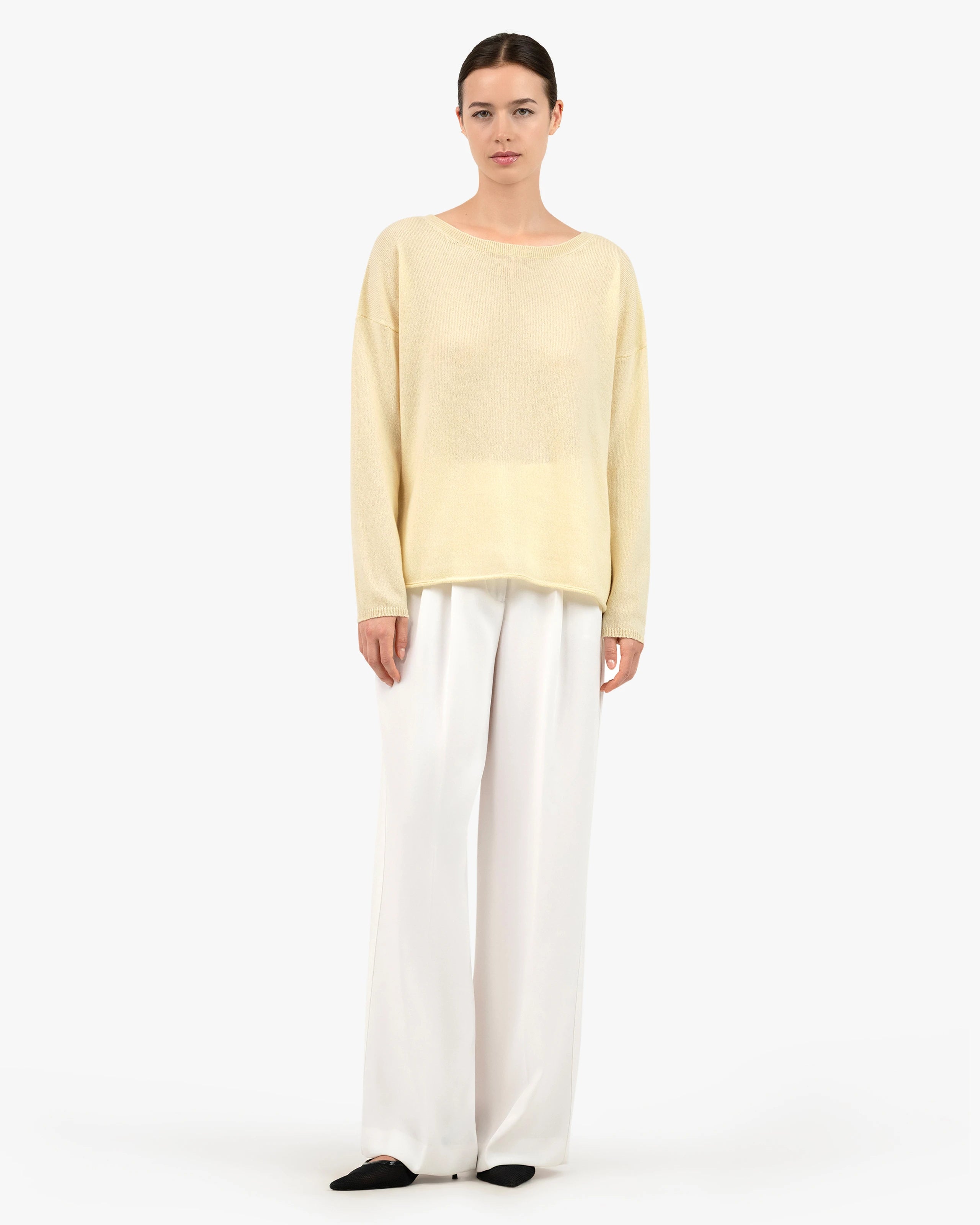 Lightness Crew Neck Sweater - Yellow Cashmere