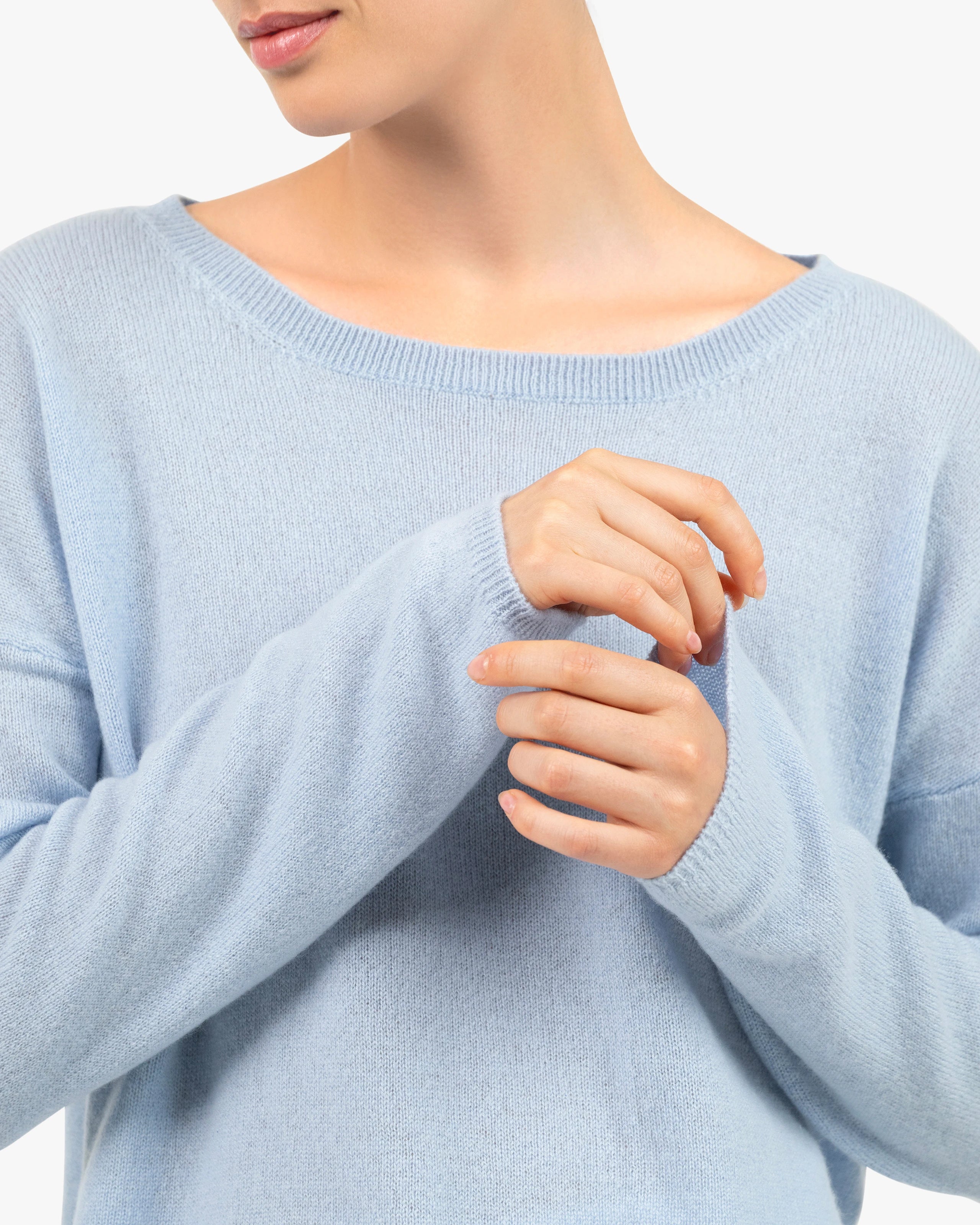 Lightness Crew Neck Sweater - Light Blue Cashmere