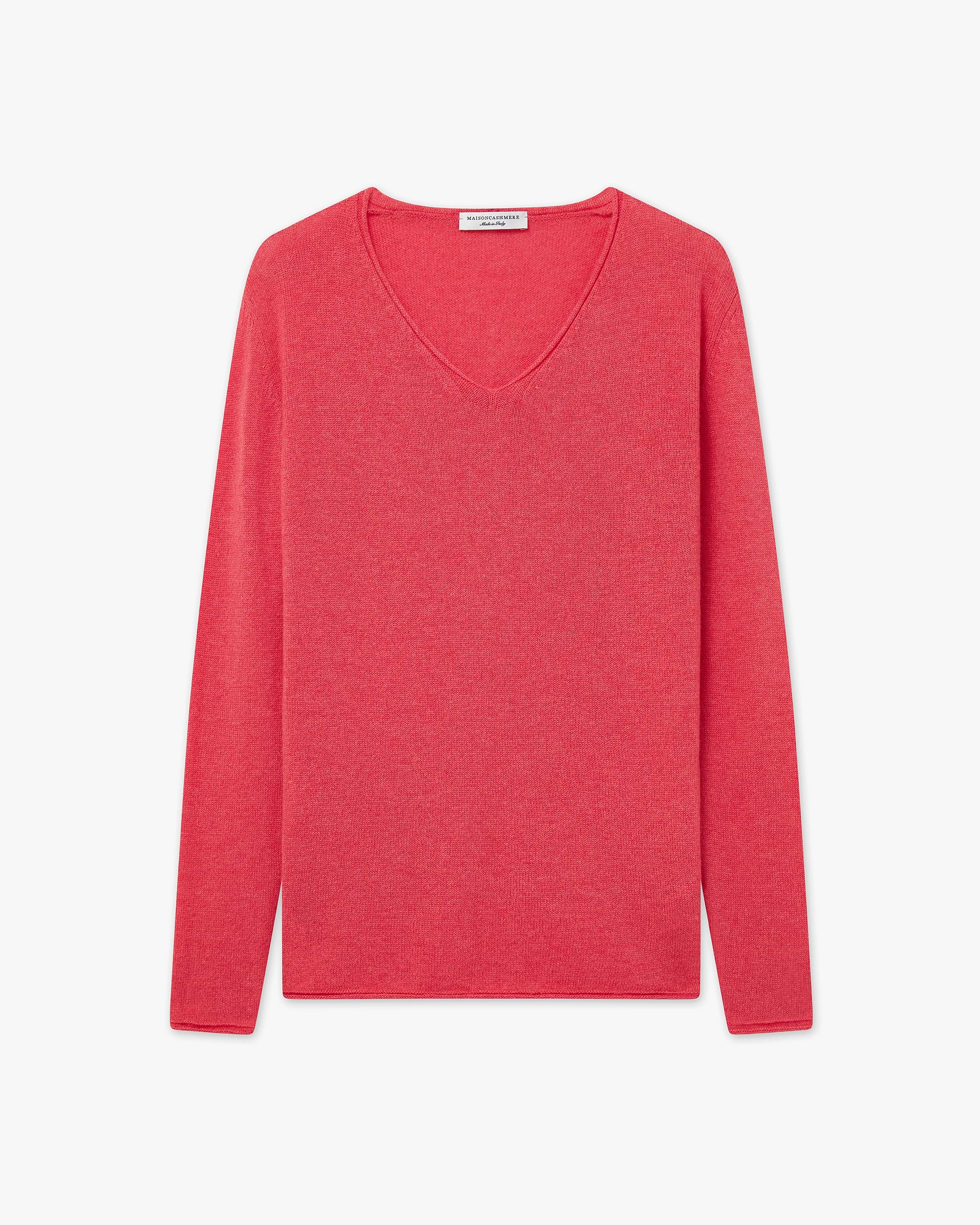 Lightness V-Neck Sweater - Red Cashmere