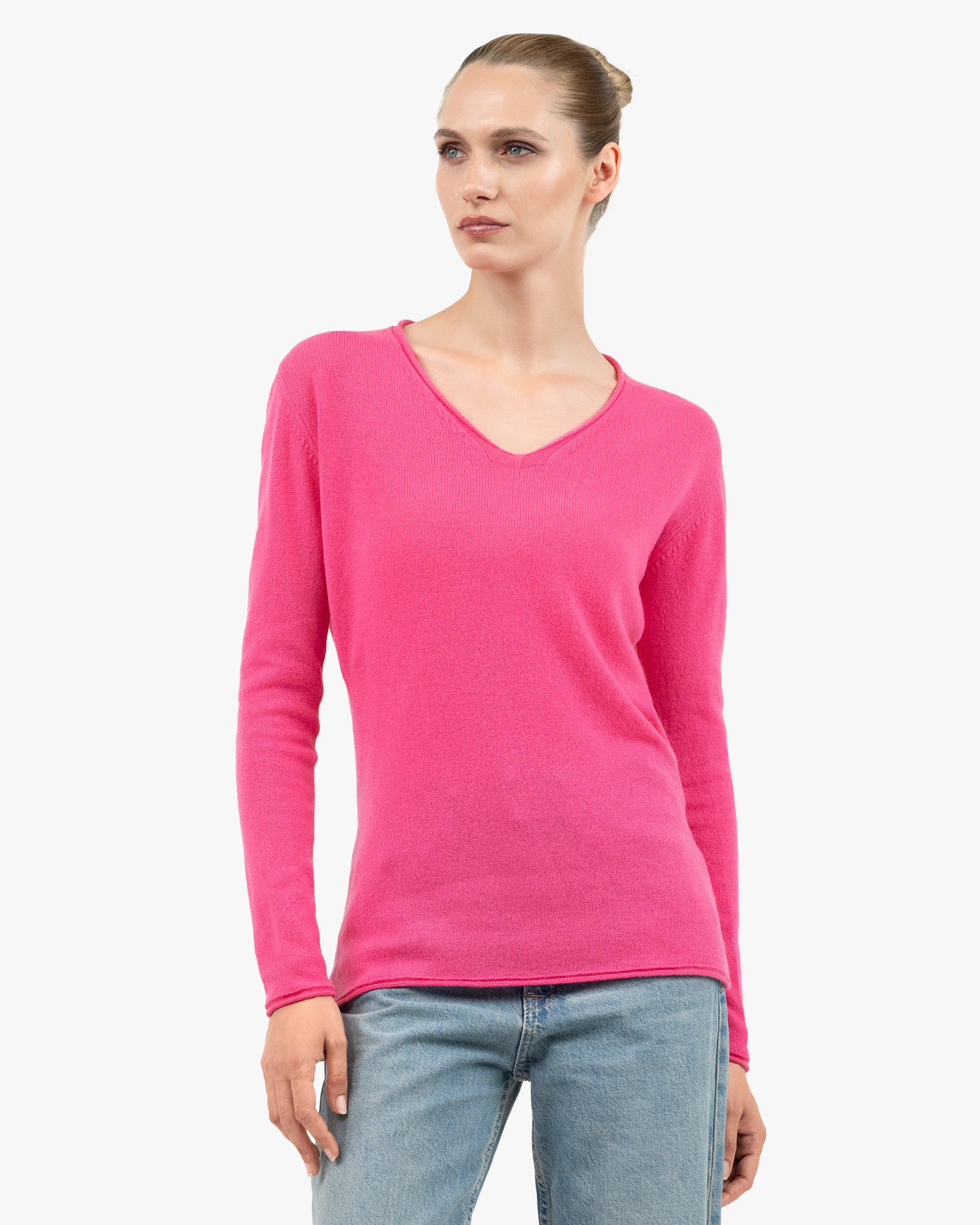 Lightness V-Neck Sweater - Fuchsia Cashmere