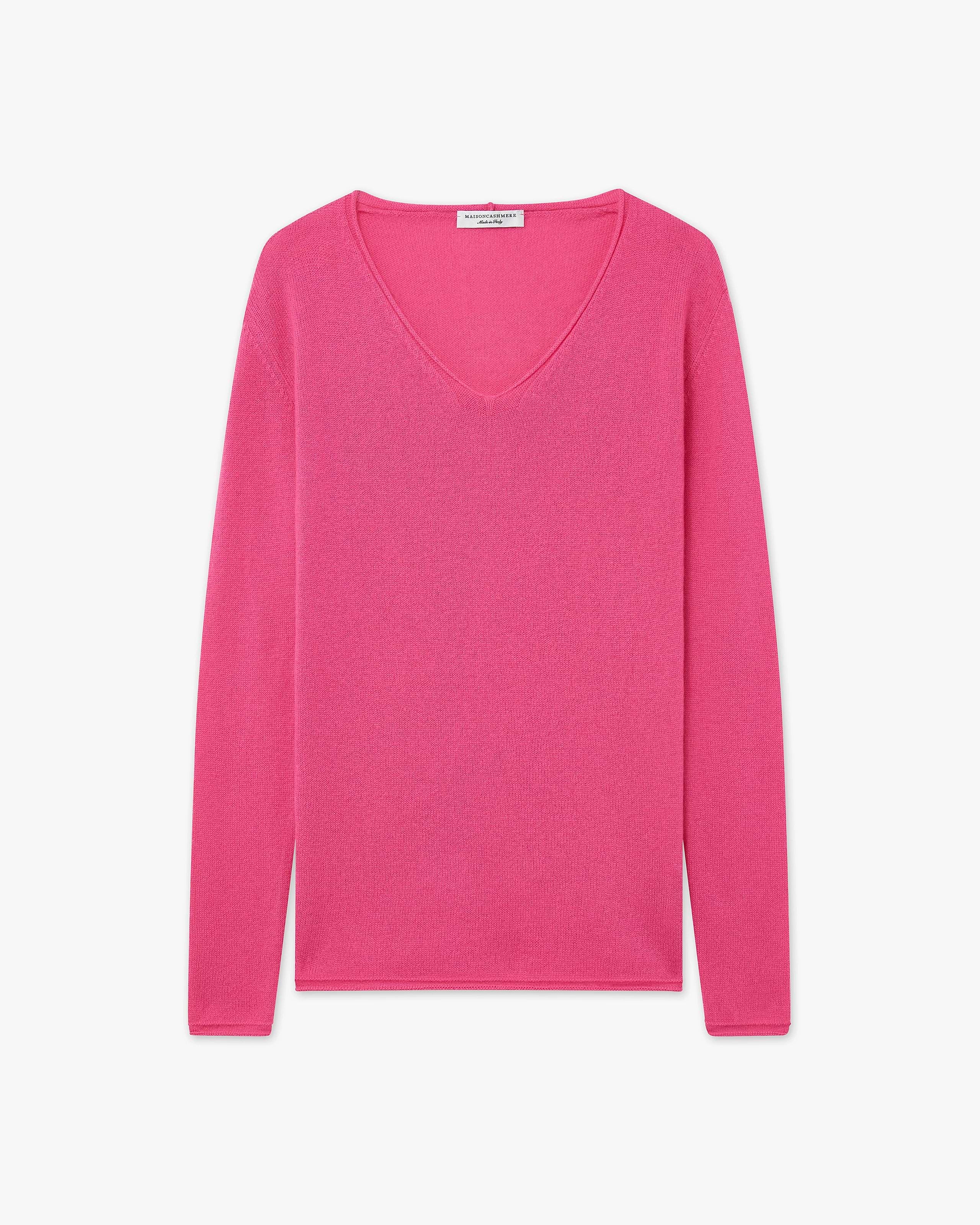 Lightness V-Neck Sweater - Fuchsia Cashmere