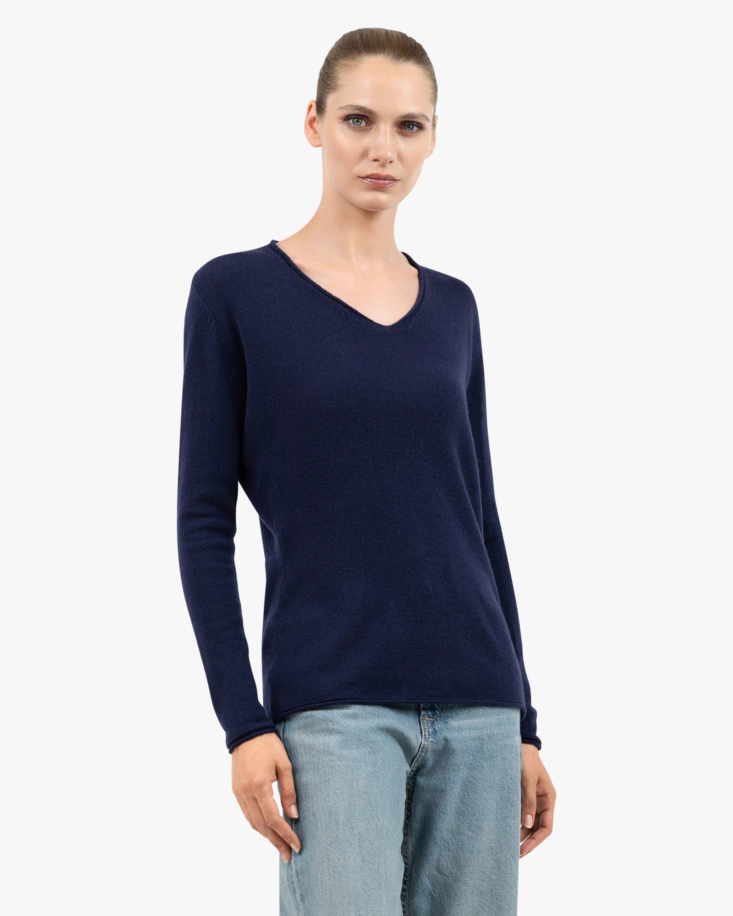Lightness V-Neck Sweater - Blue Cashmere