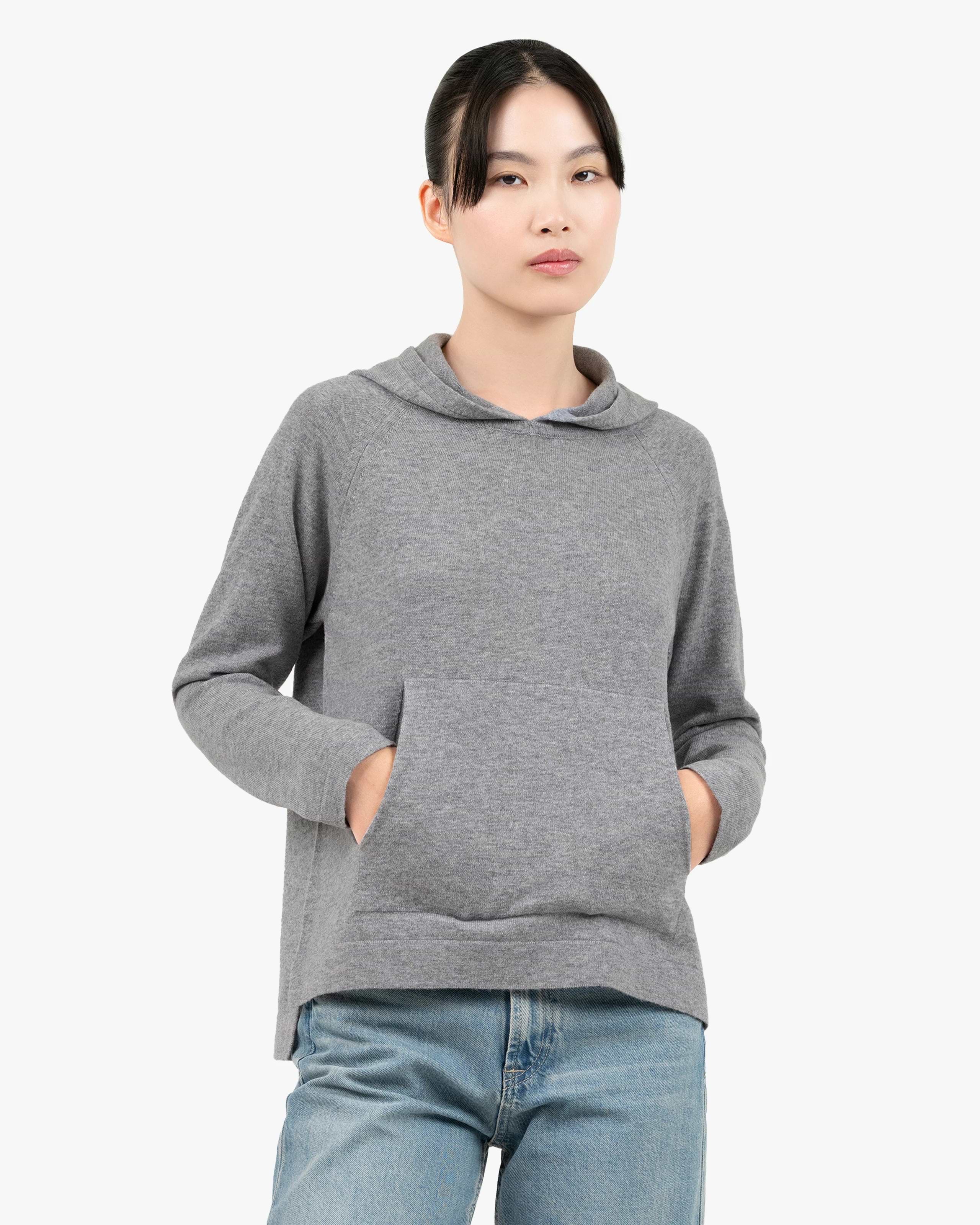 Women's Milford Merino Hoodie - Medium Grey | MaisonCashmere Women's Milford Merino Hoodie - Medium Grey | MaisonCashmere