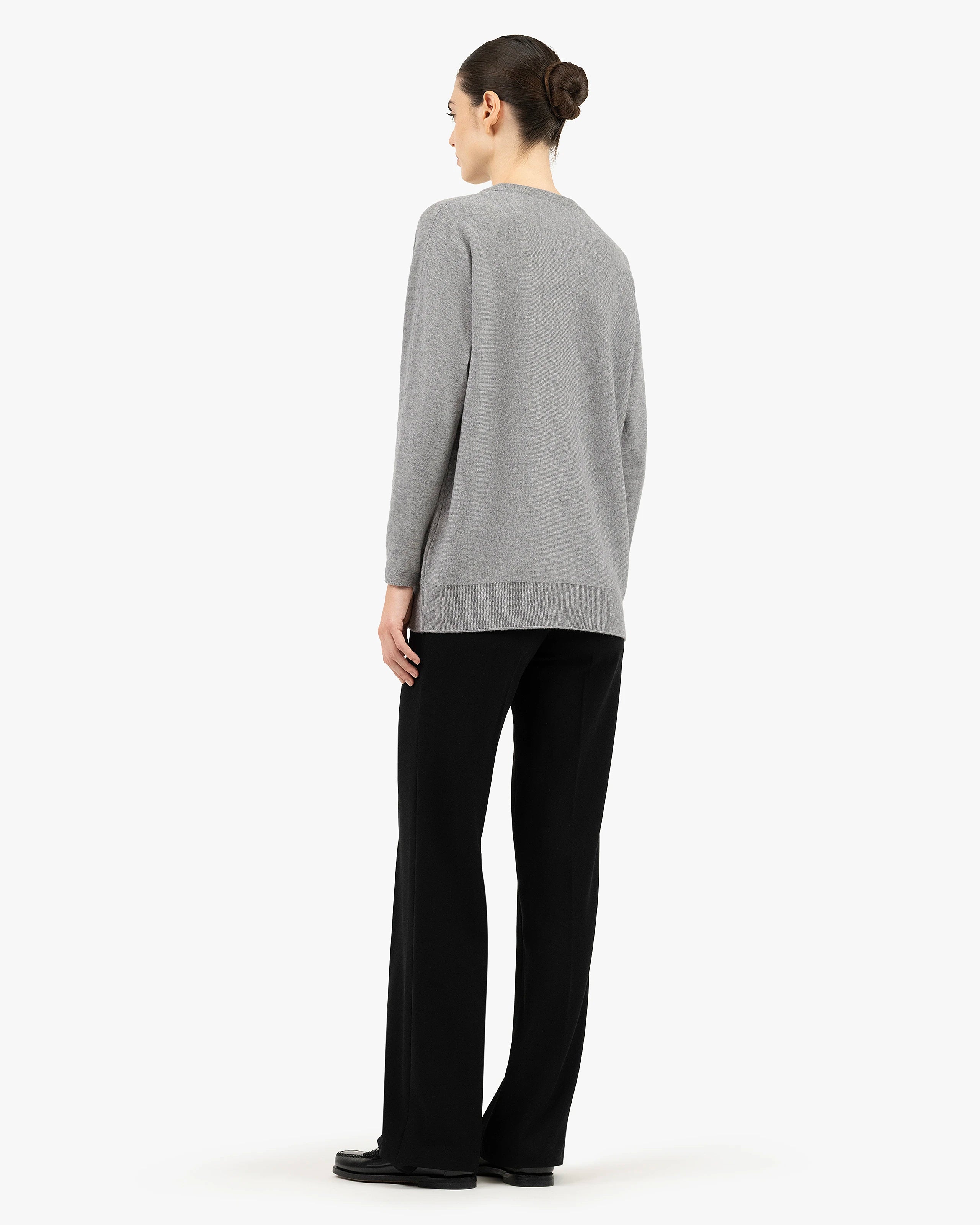 Women's Milford V-Neck Sweater - Medium Grey Merino