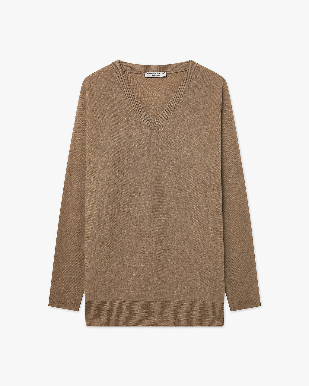 Women's Milford Merino V-Neck Sweater - Hazelnut | MaisonCashmere