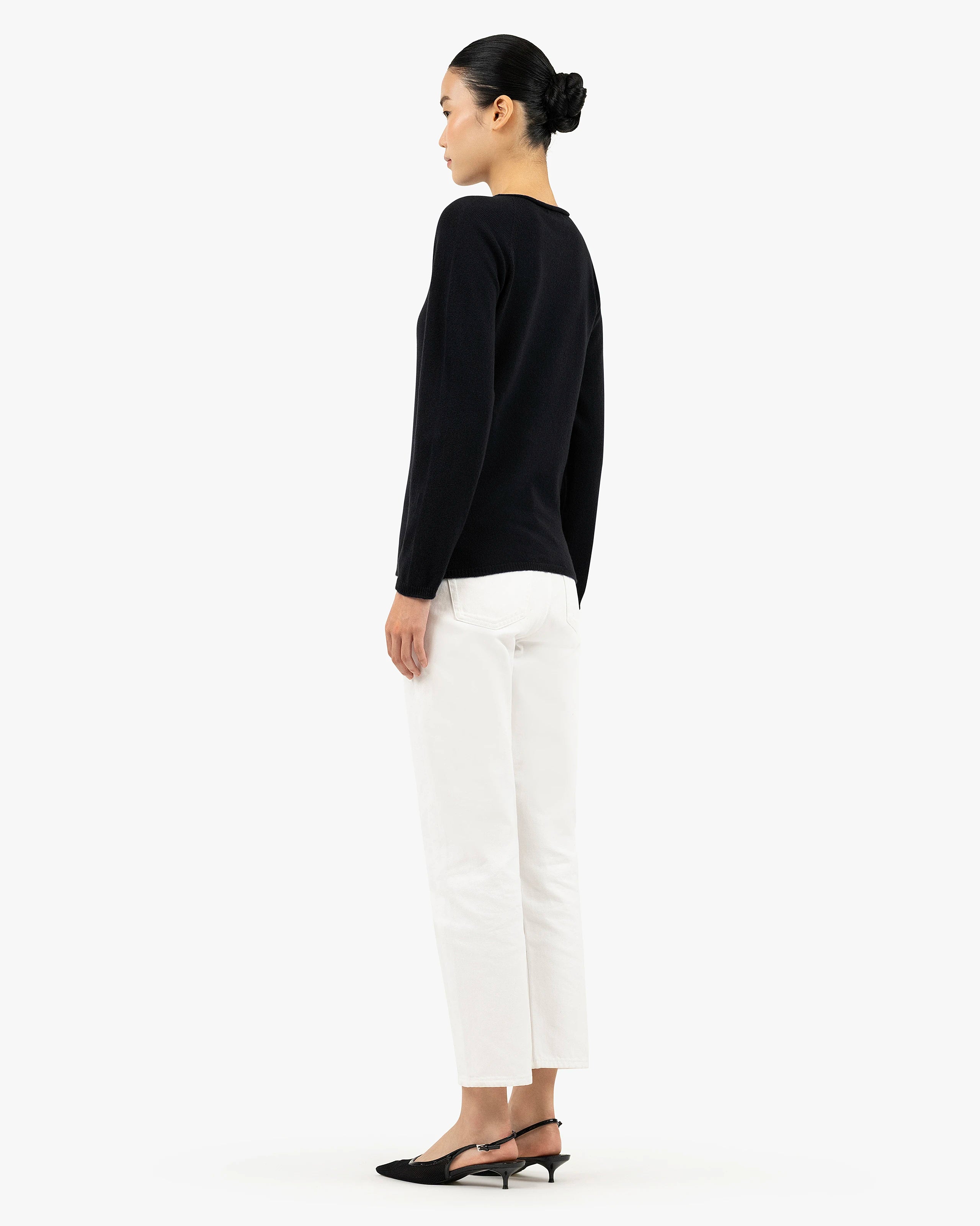 Women's Piuma Crew Neck Sweater - Black Cashmere