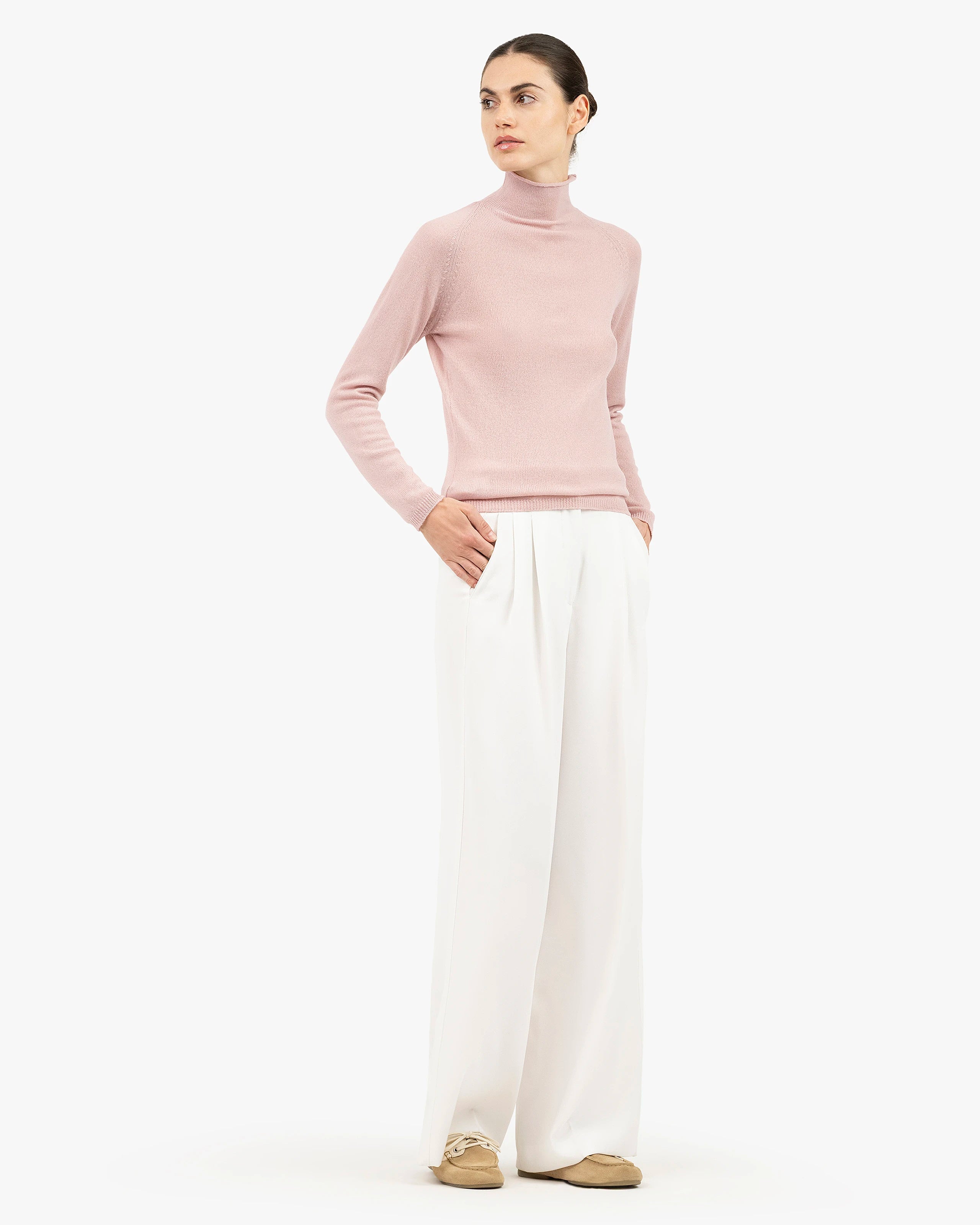 Piuma Mock Neck Sweater - Rose Cashmere
