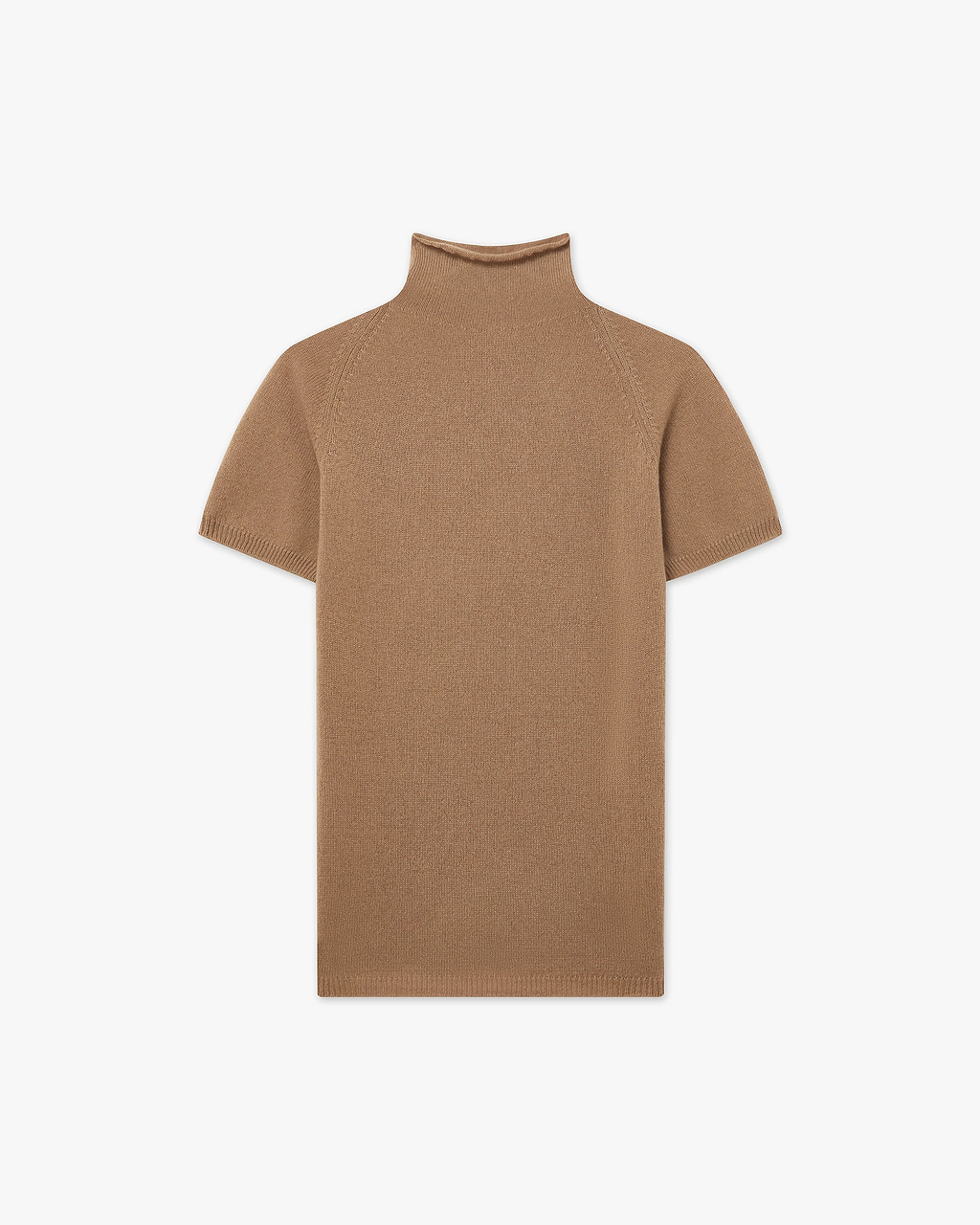 Women's Piuma Cashmere Mock Neck Tee - Camel | MaisonCashmere