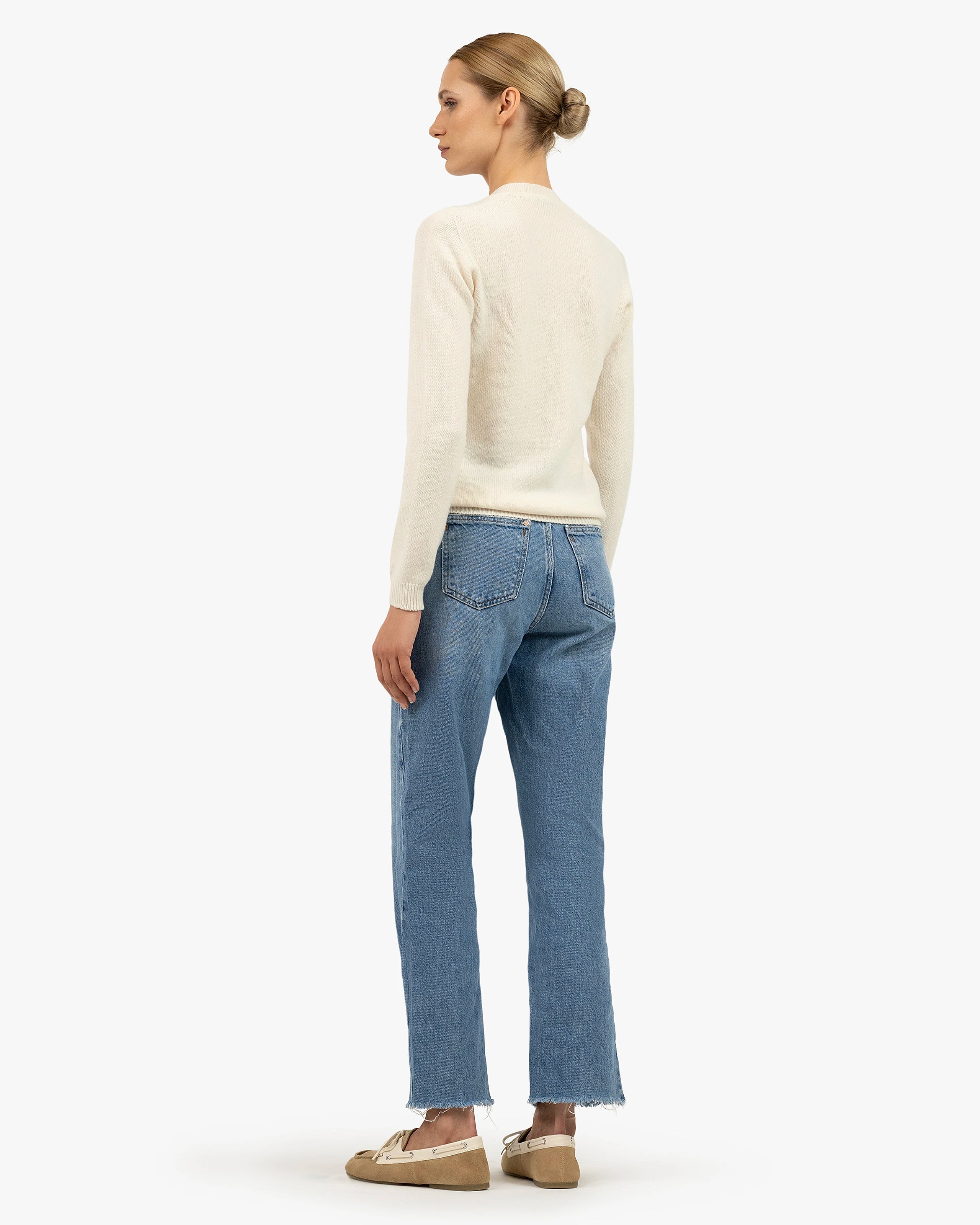 Piuma Wide Neck Sweater - White Cashmere