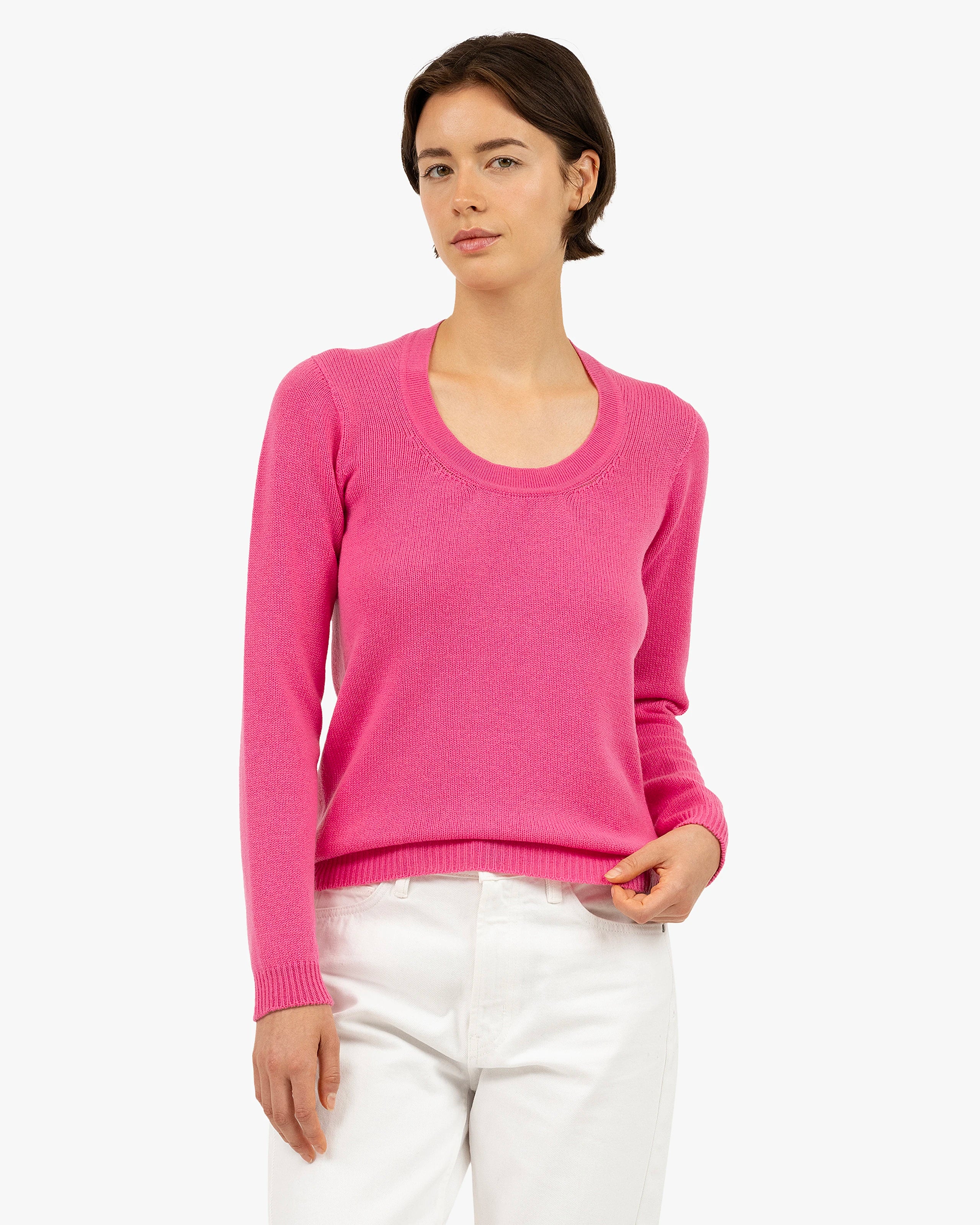 Piuma Wide Neck Sweater - Fuchsia Cashmere