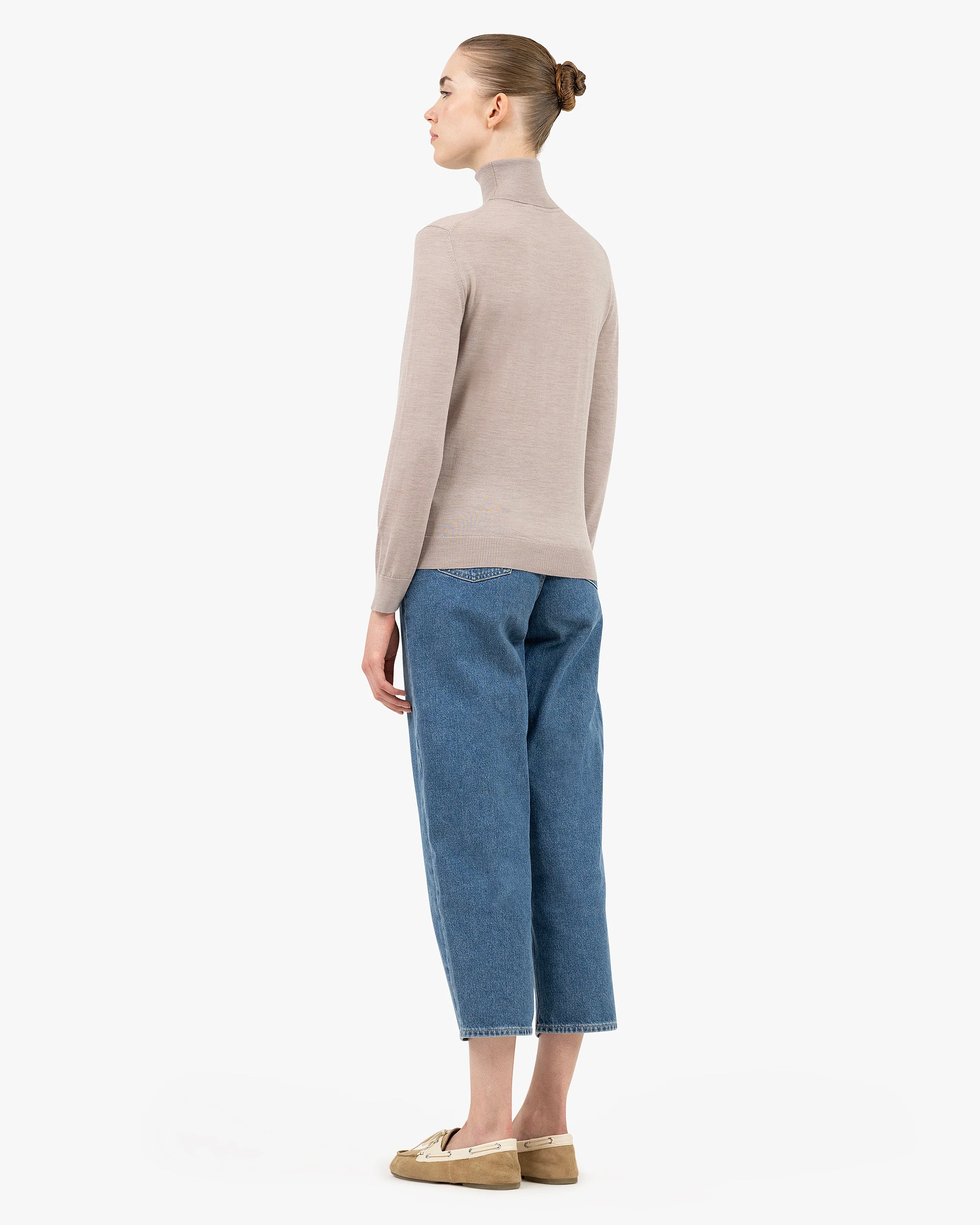 Women's Seraphine Turtleneck Sweater - Beige Merino Superfine