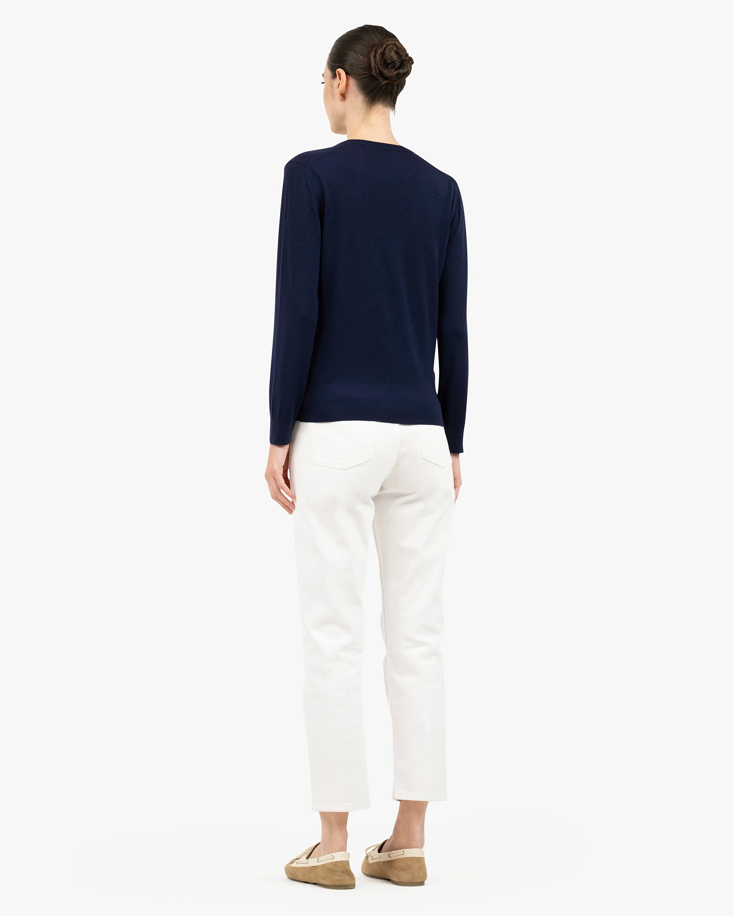 Women's Seraphine V-Neck Sweater - Blue Merino Superfine