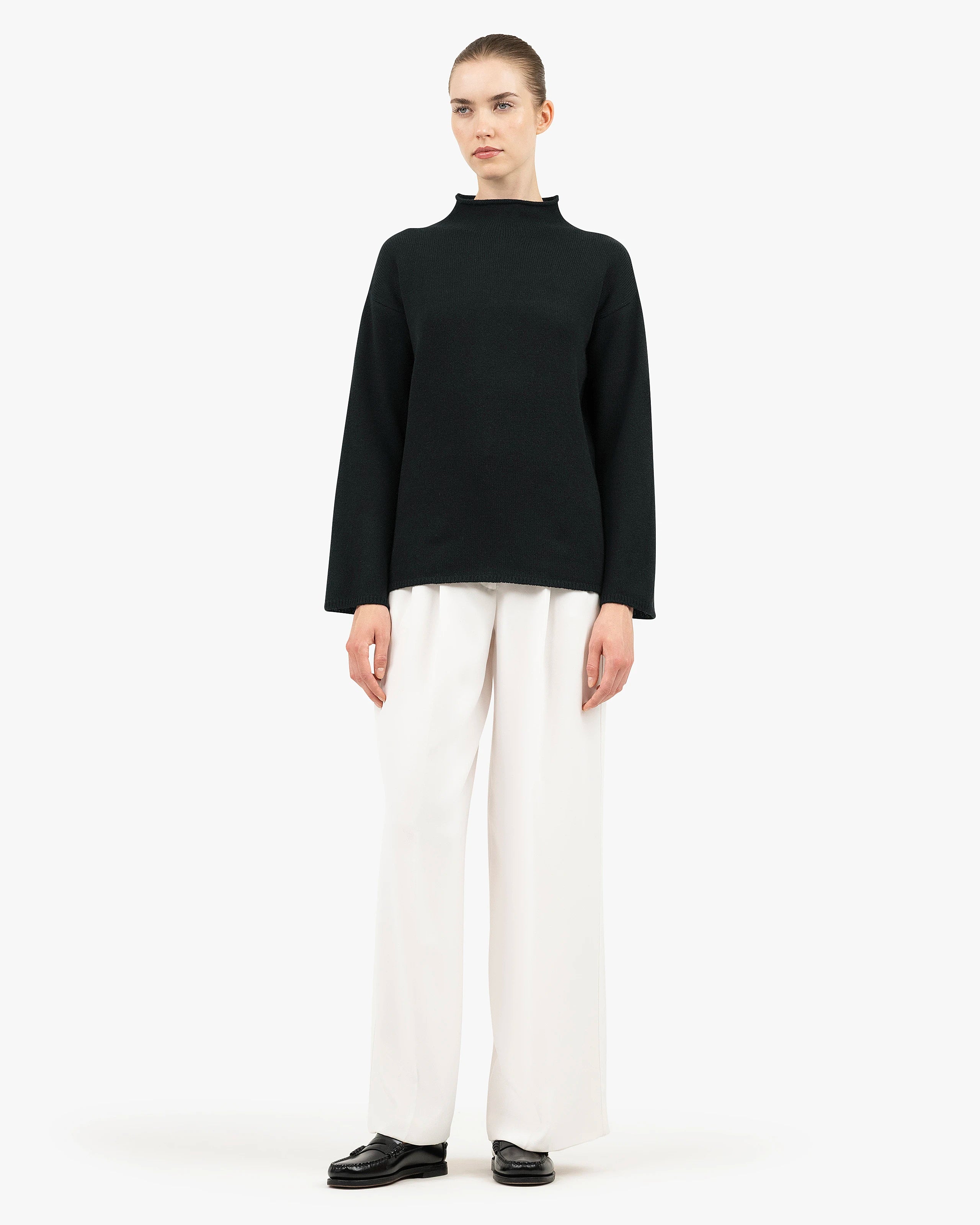 Women's Siena Sweater - Black Merino / Cashmere