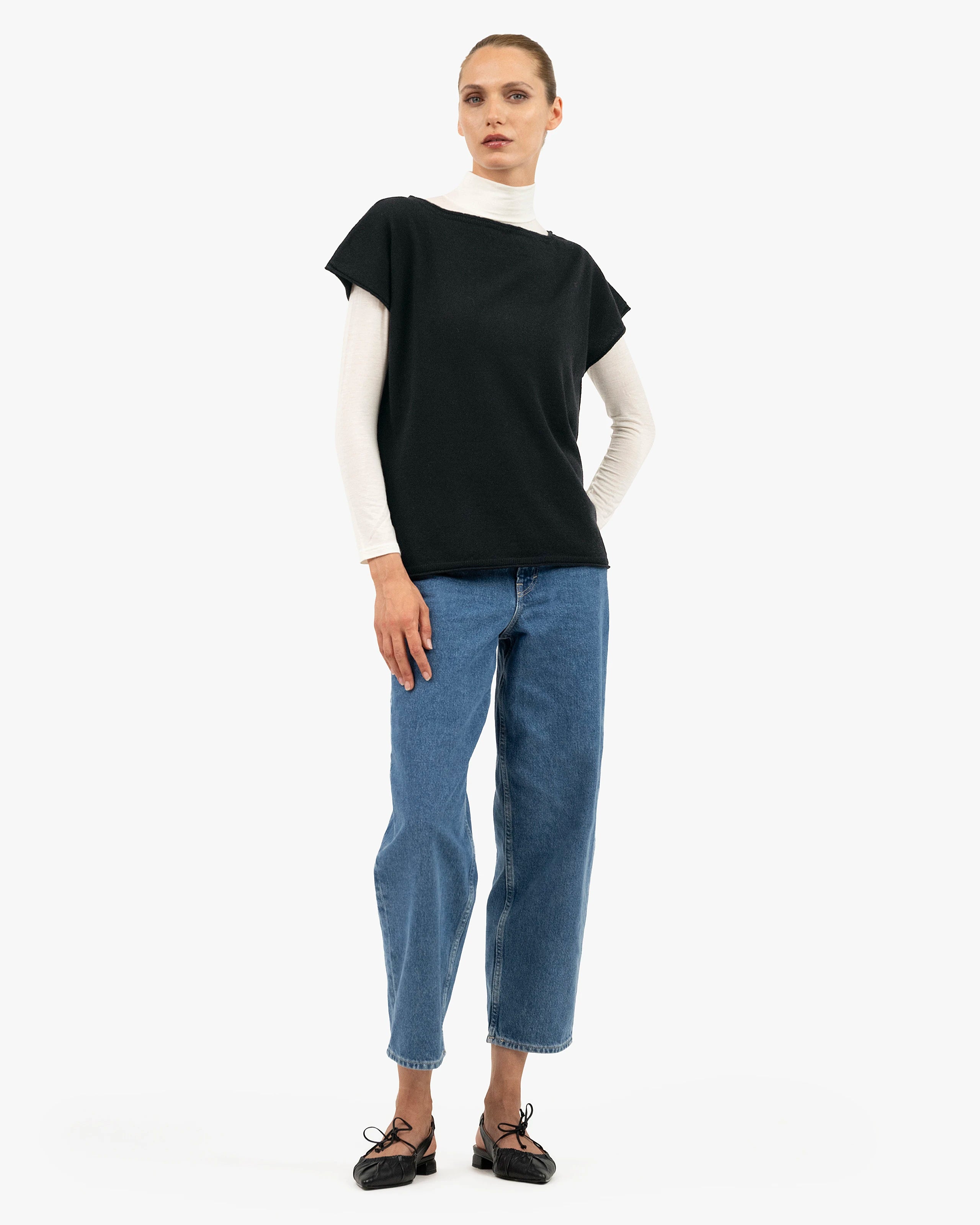 Siena Top Sweater - Black Merino / Cashmere