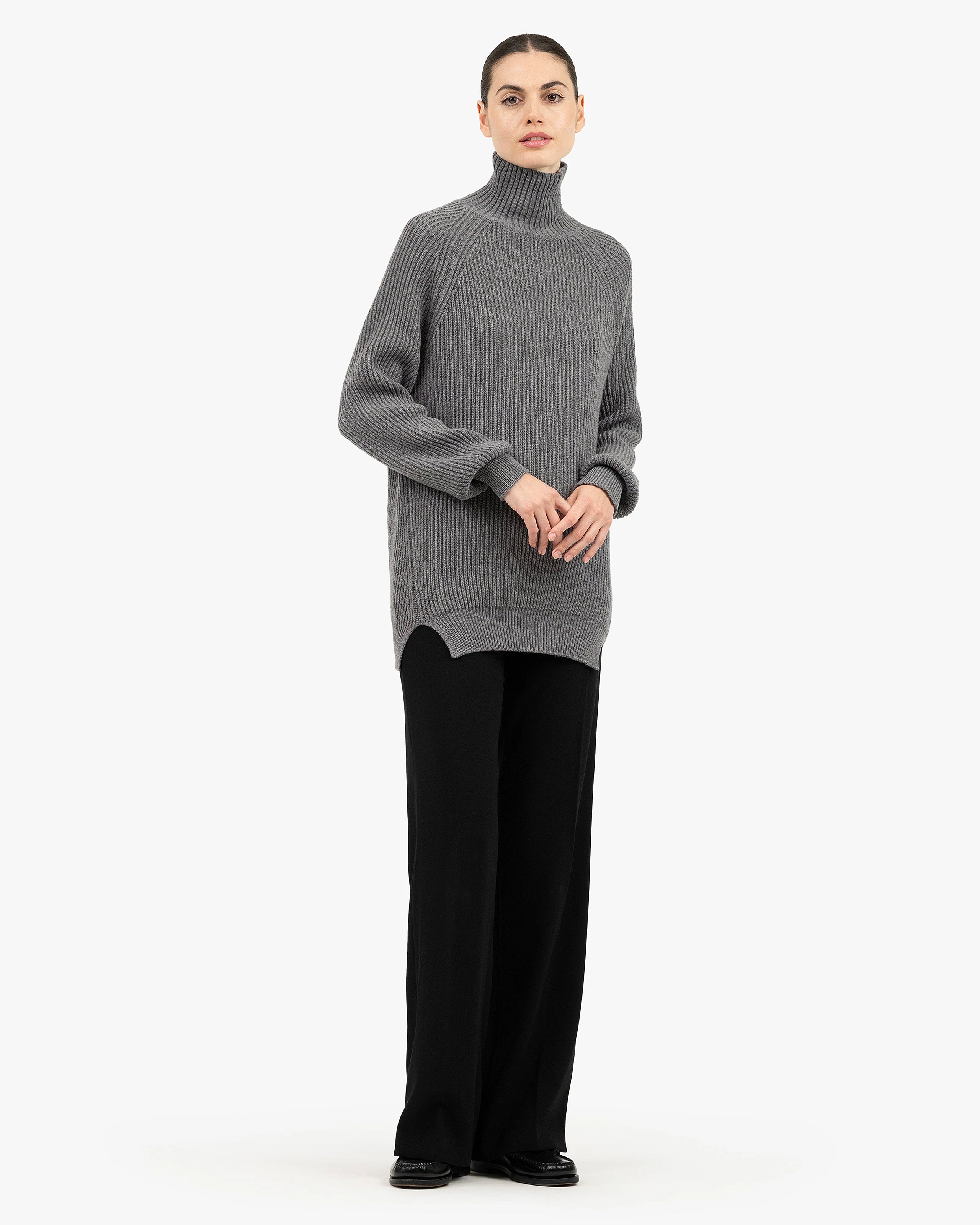 Sorapis Mock Neck Sweater - Grey Cashmere