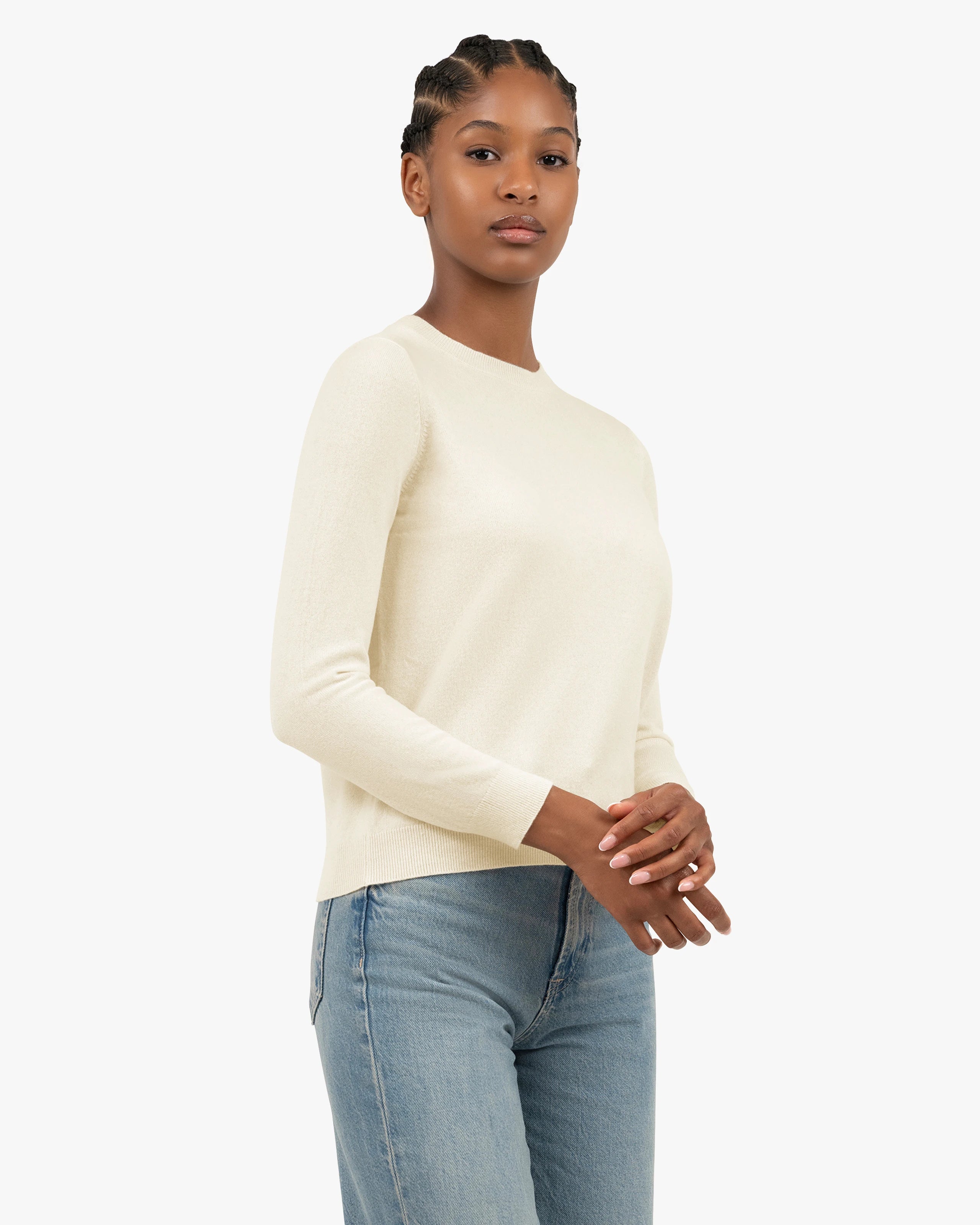 Women's Tribeca Crew Neck Sweater - White Cashmere