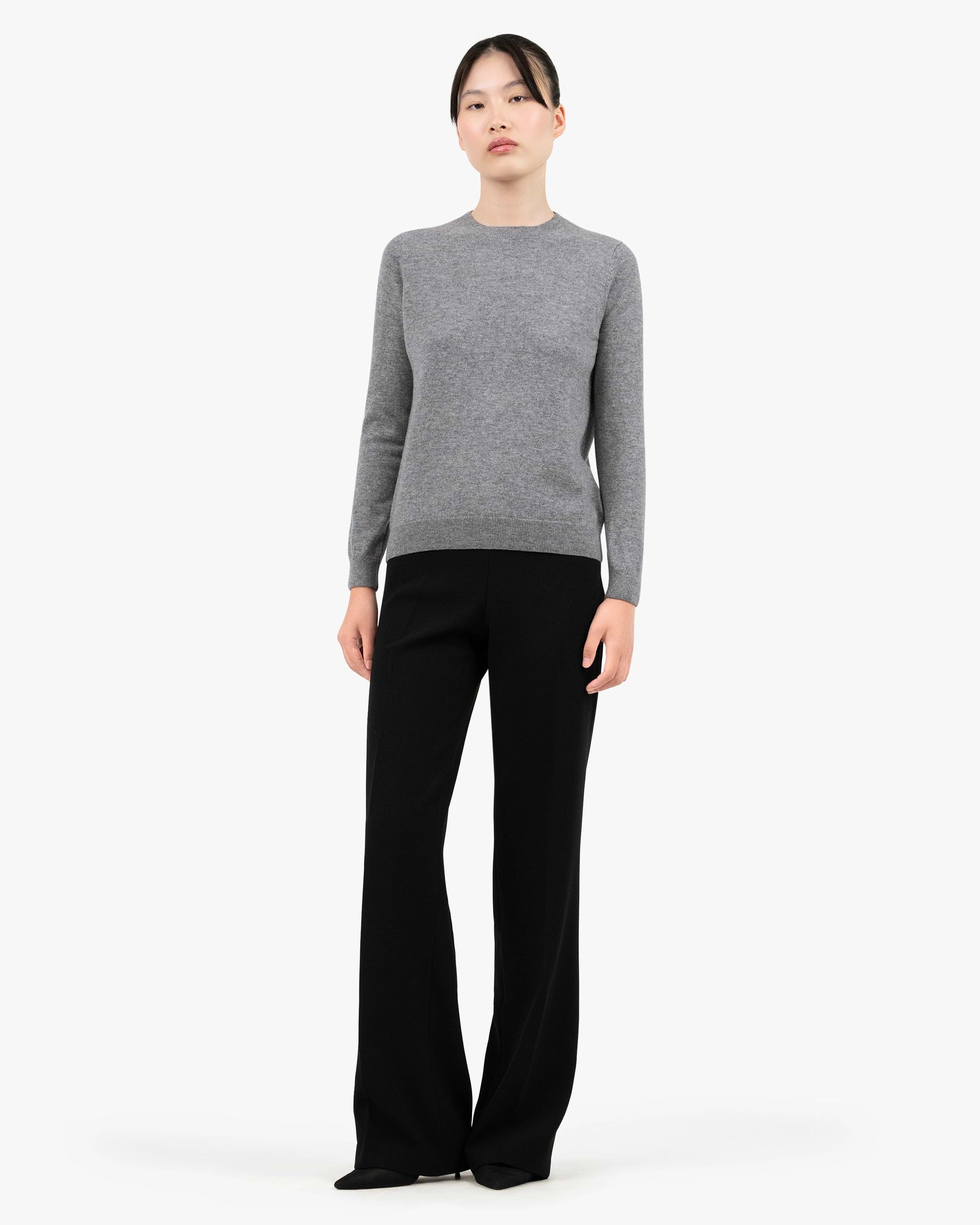 Women's Tribeca Cashmere Crew Neck Sweater - Medium Grey Women's Tribeca Cashmere Crew Neck Sweater - Medium Grey