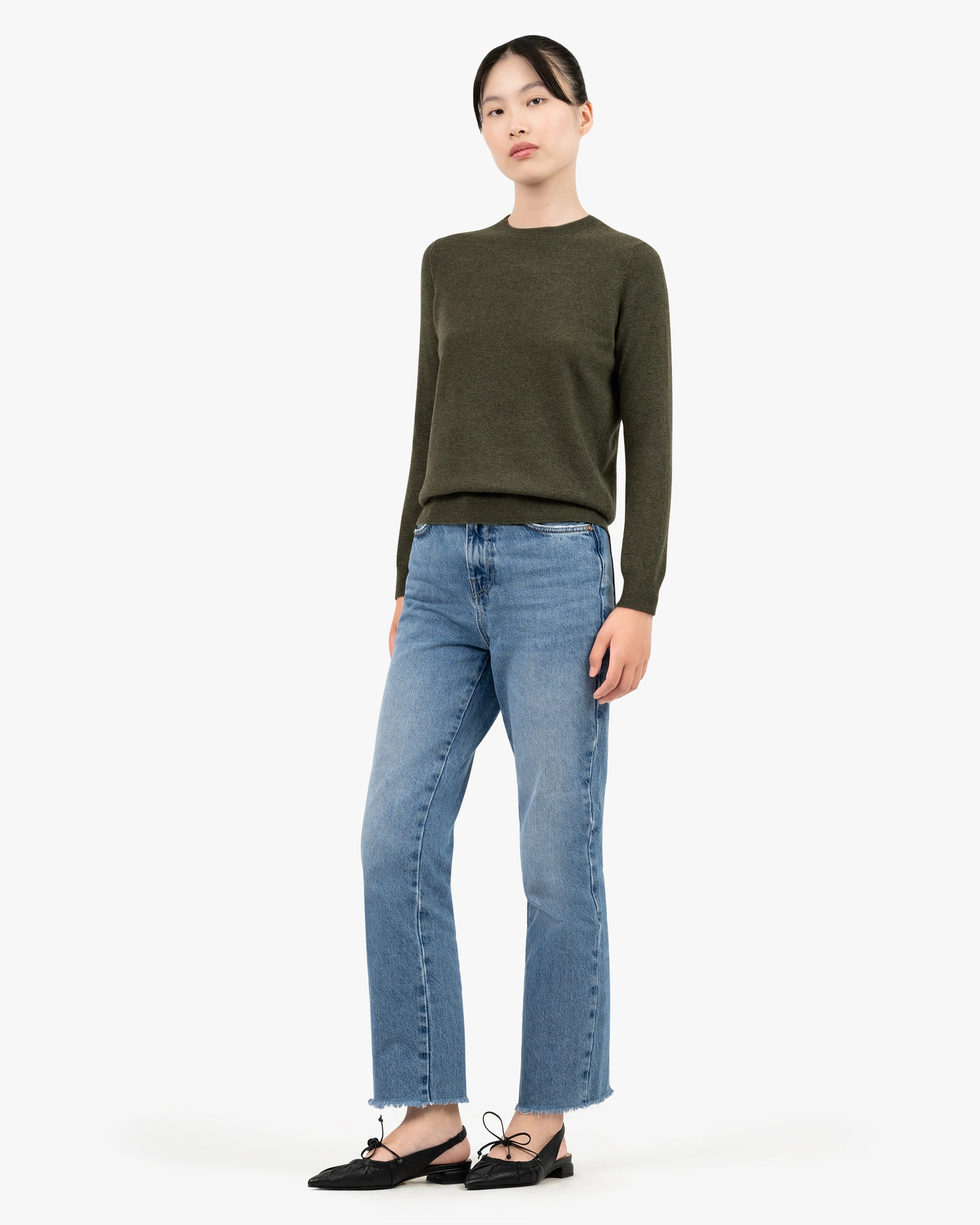Women's Tribeca Crew Neck Sweater - Green Cashmere