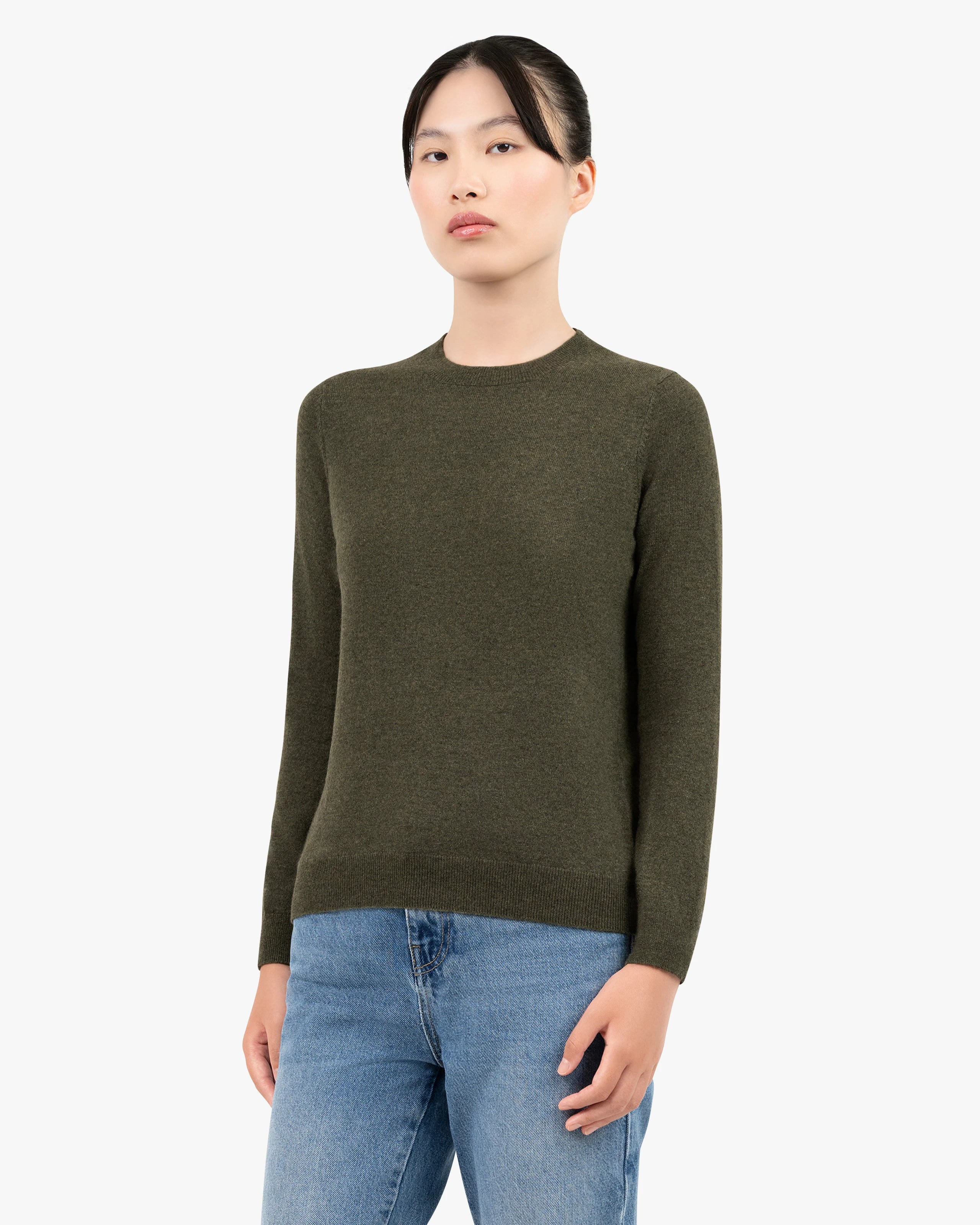 Women's Tribeca Crew Neck Sweater - Green Cashmere
