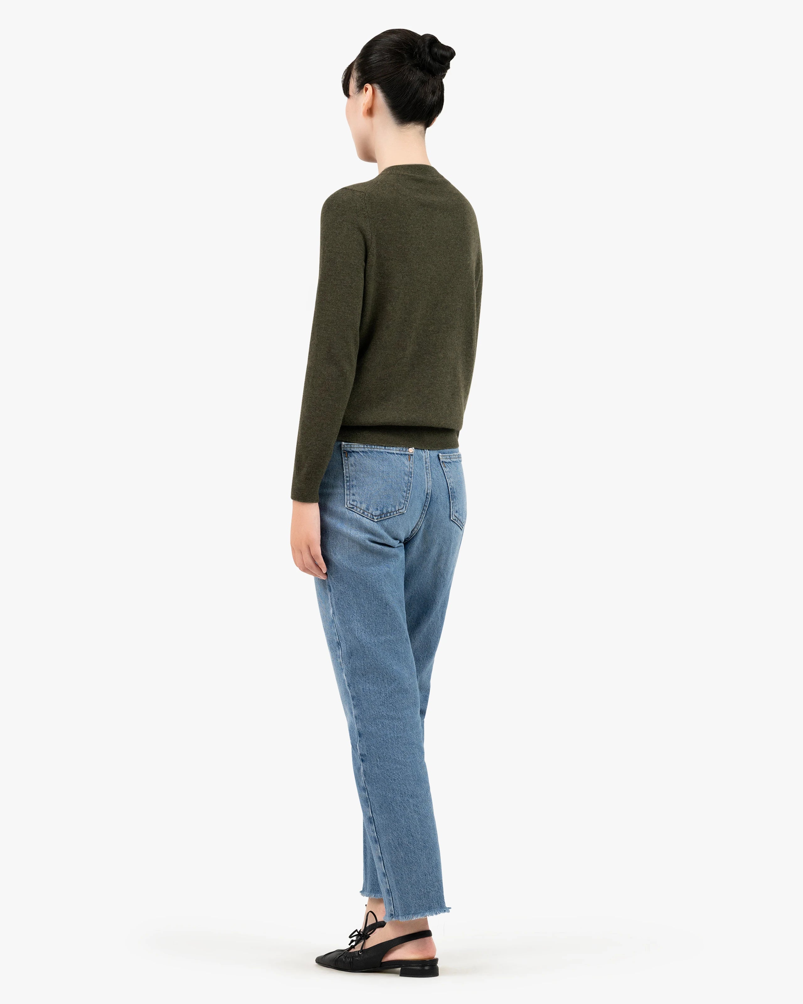 Women's Tribeca Crew Neck Sweater - Green Cashmere