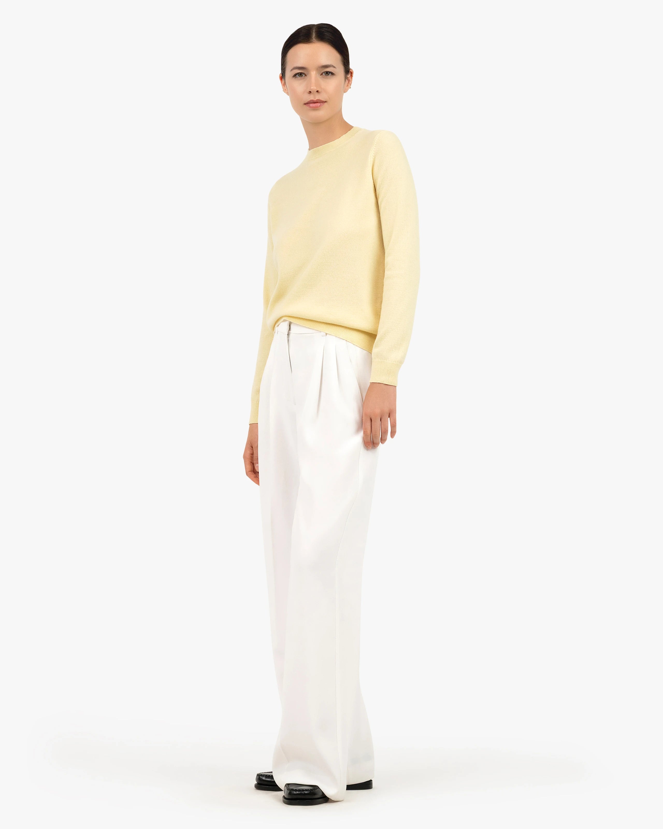 Women's Tribeca Crew Neck Sweater - Yellow Cashmere