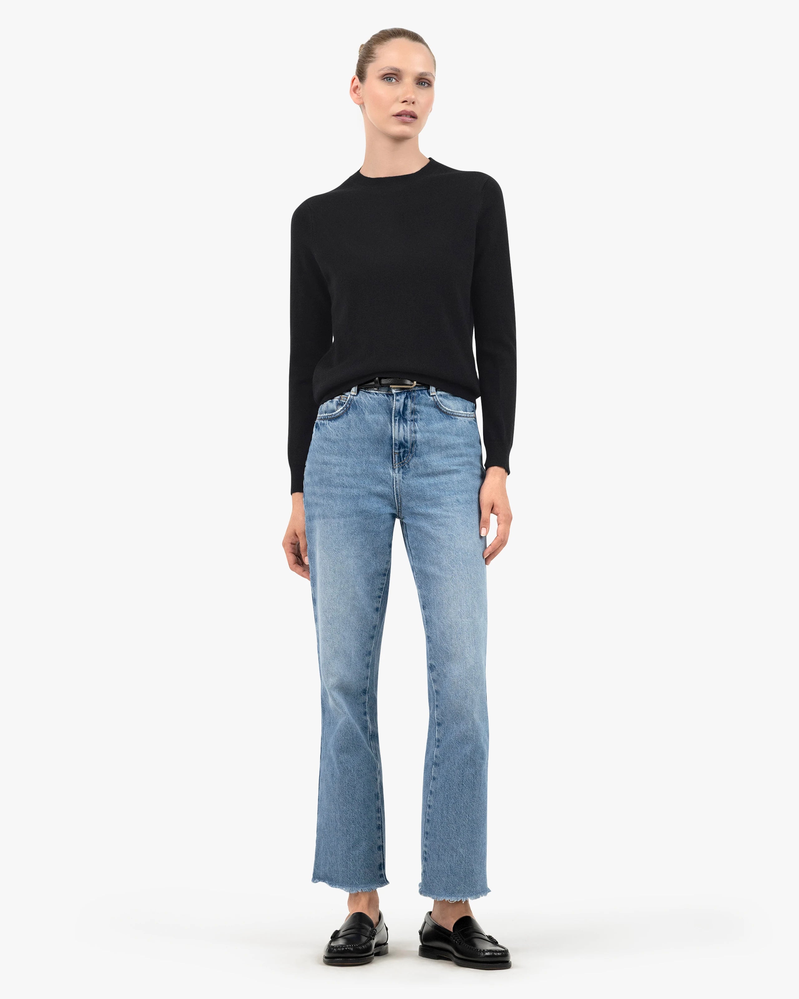 Women's Tribeca Crew Neck Sweater - Black Cashmere