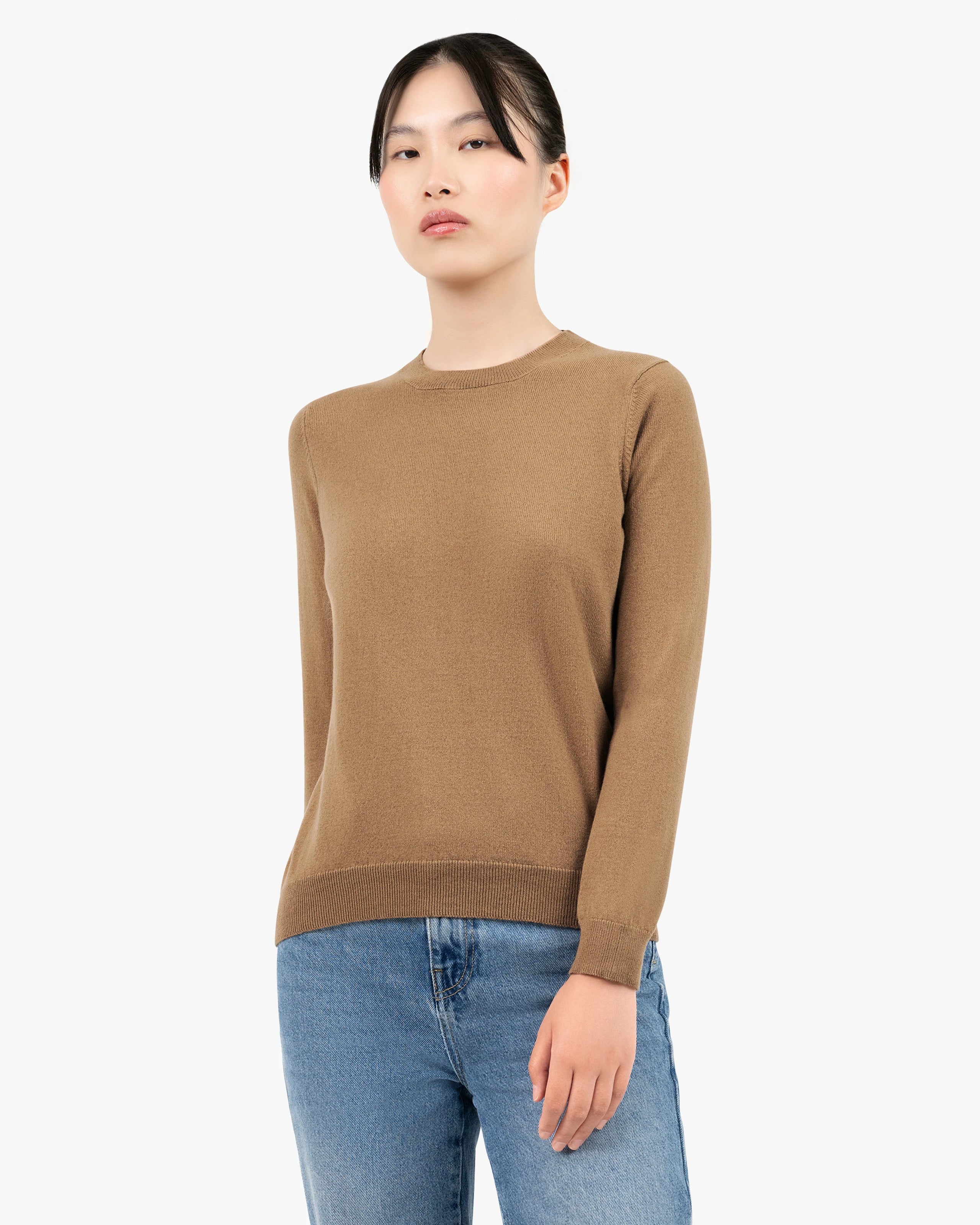 Women's Tribeca Crew Neck Sweater - Camel Cashmere