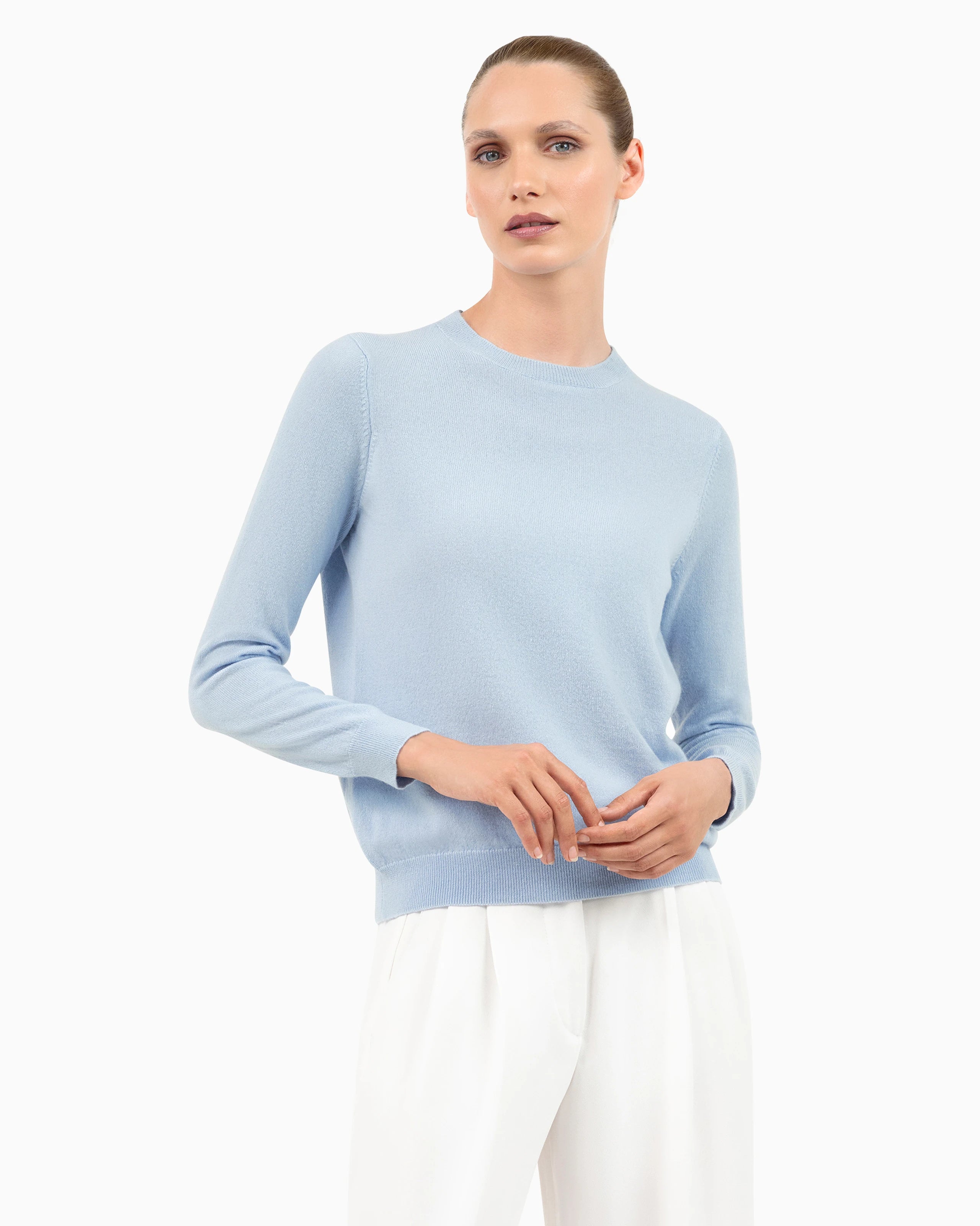 Women's Tribeca Crew Neck Sweater - Light Blue Cashmere