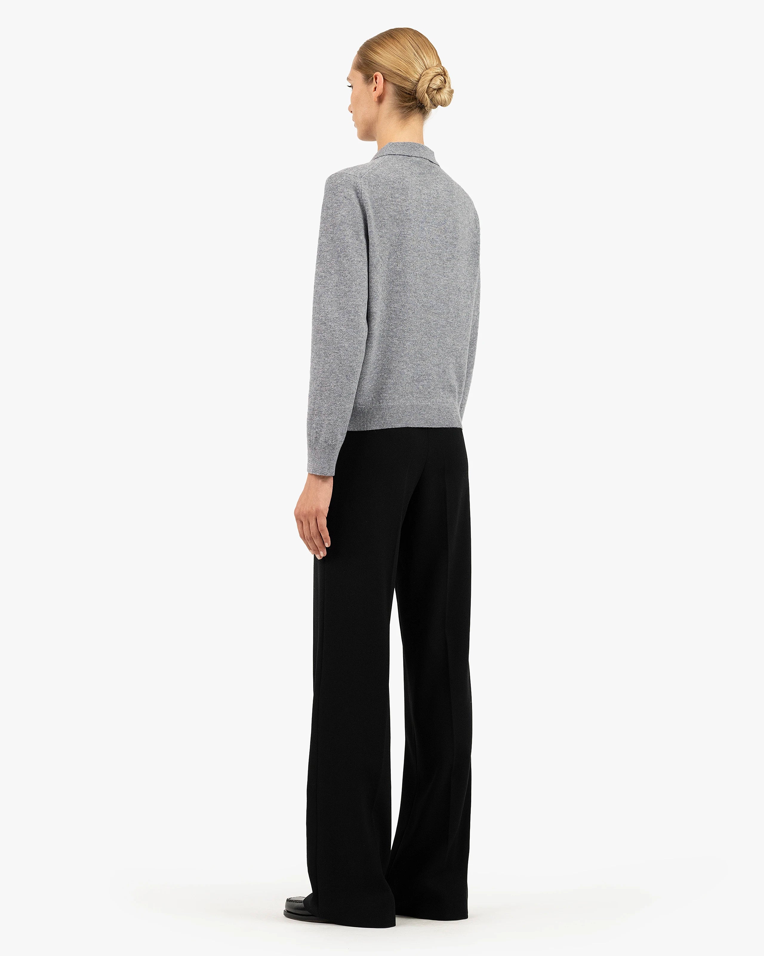 Women's Tribeca Polo Sweater - Medium Grey Cashmere