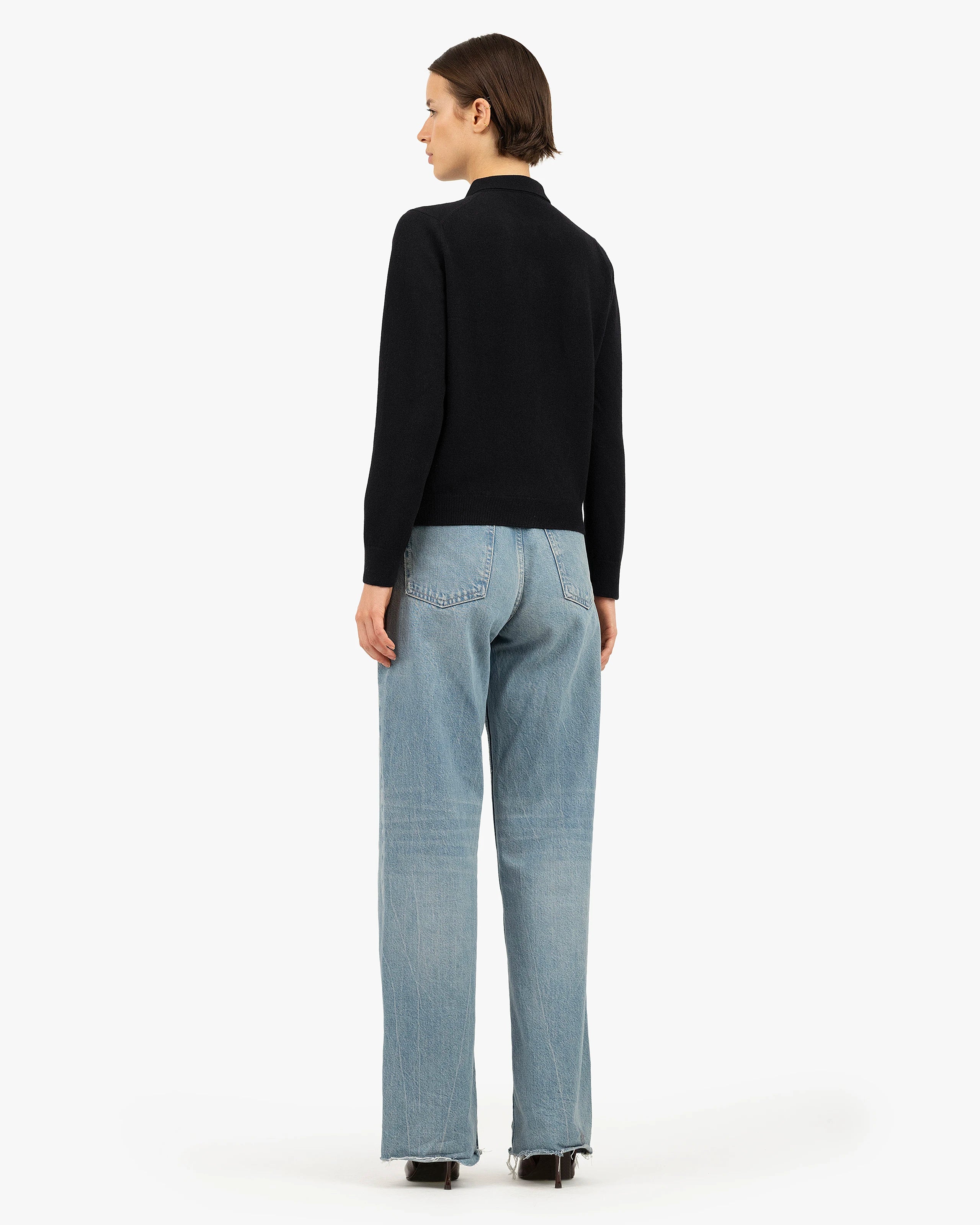 Women's Tribeca Polo Sweater - Black Cashmere