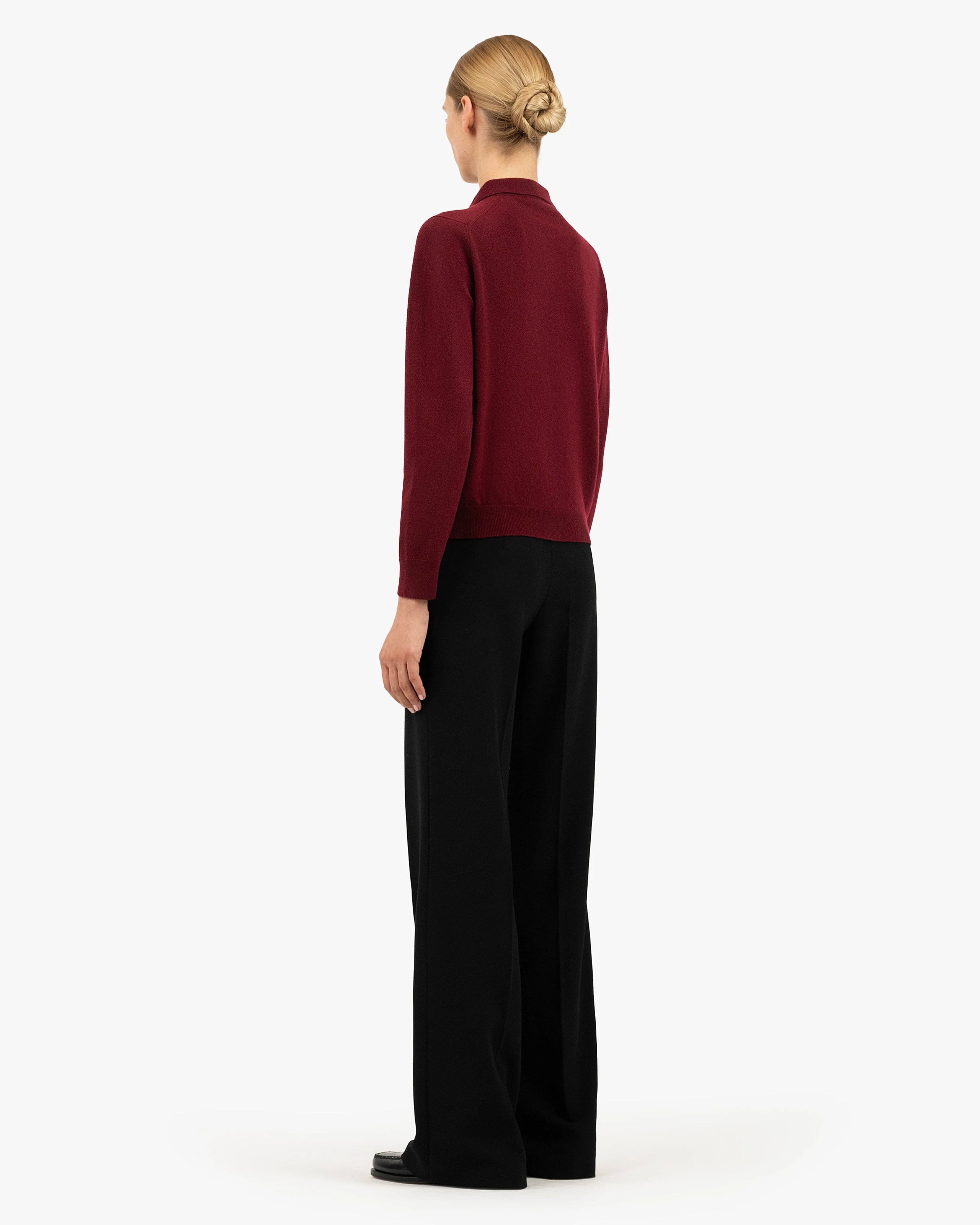 Women's Tribeca Polo Sweater - Bordeaux Cashmere