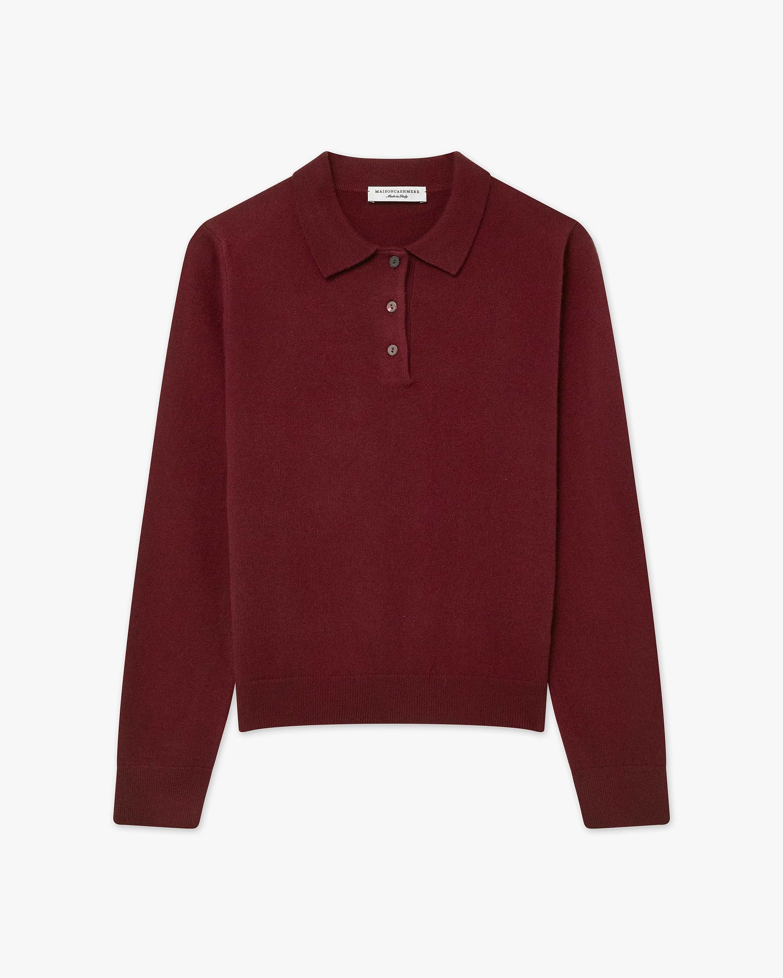 Women's Tribeca Polo Sweater - Bordeaux Cashmere