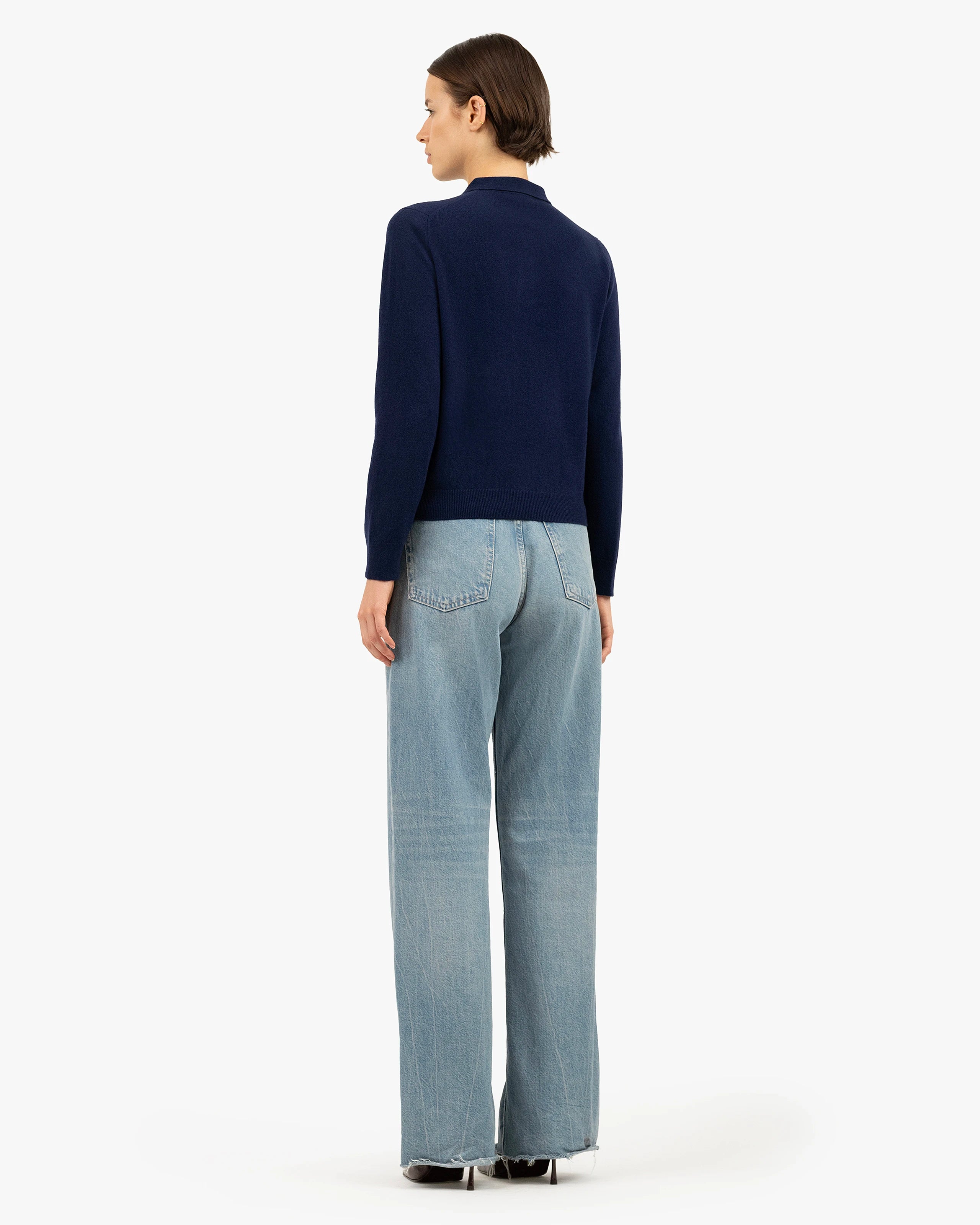 Women's Tribeca Polo Sweater - Blue Cashmere