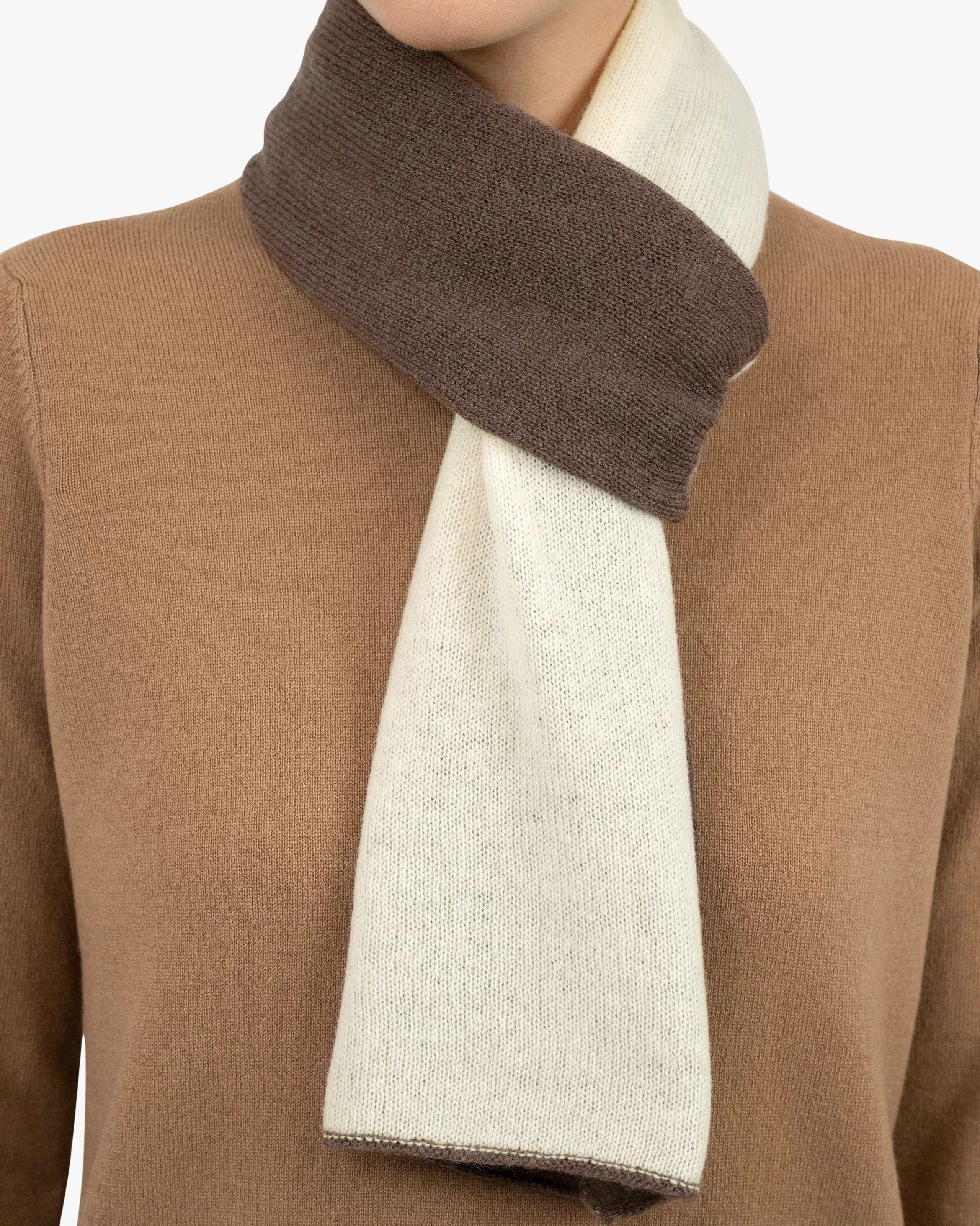 Women's Two-Tone Scarf - Brown Cashmere
